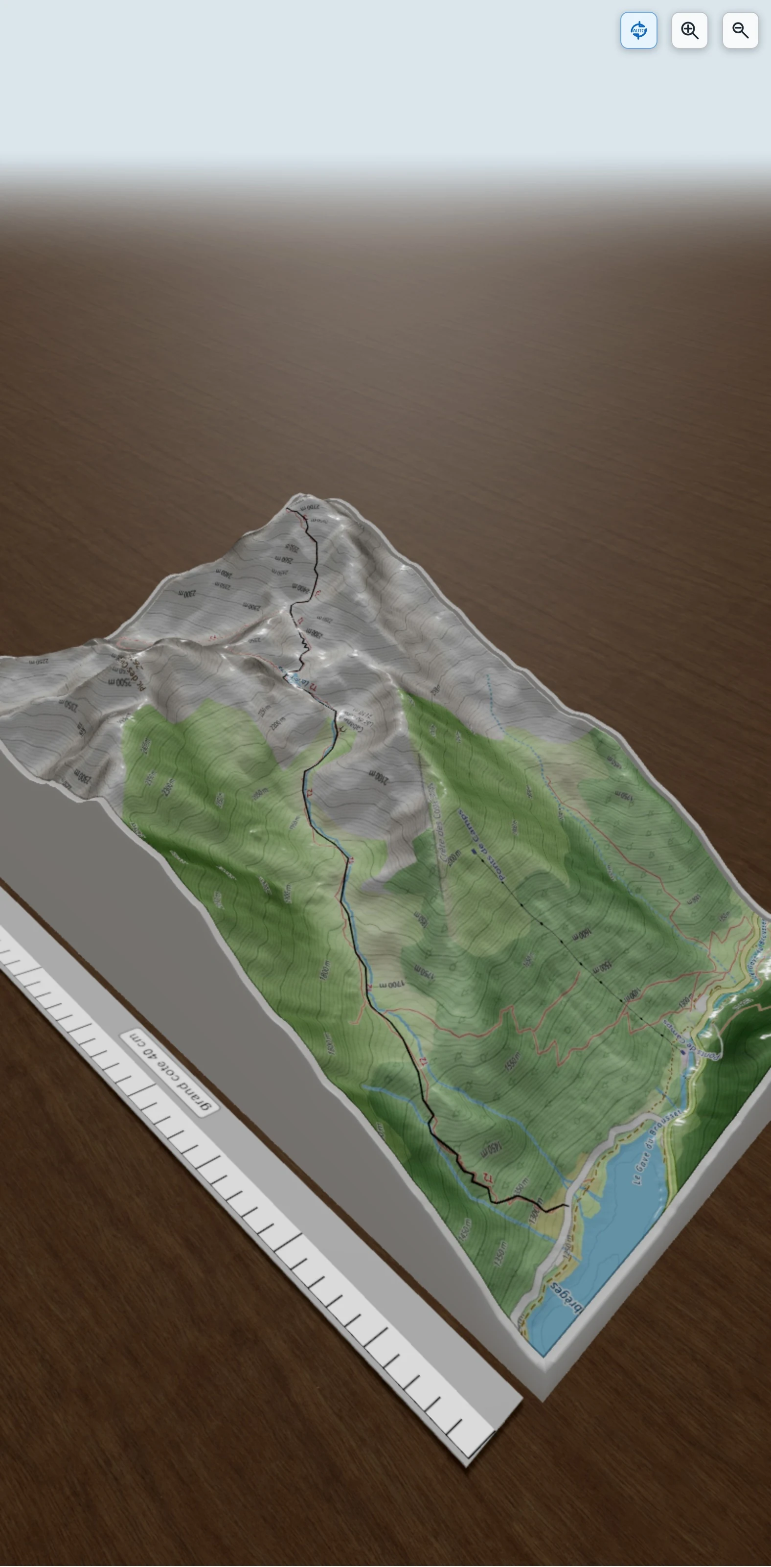 Carte en relief 3D de le lurien 2826m, avec relief topographique