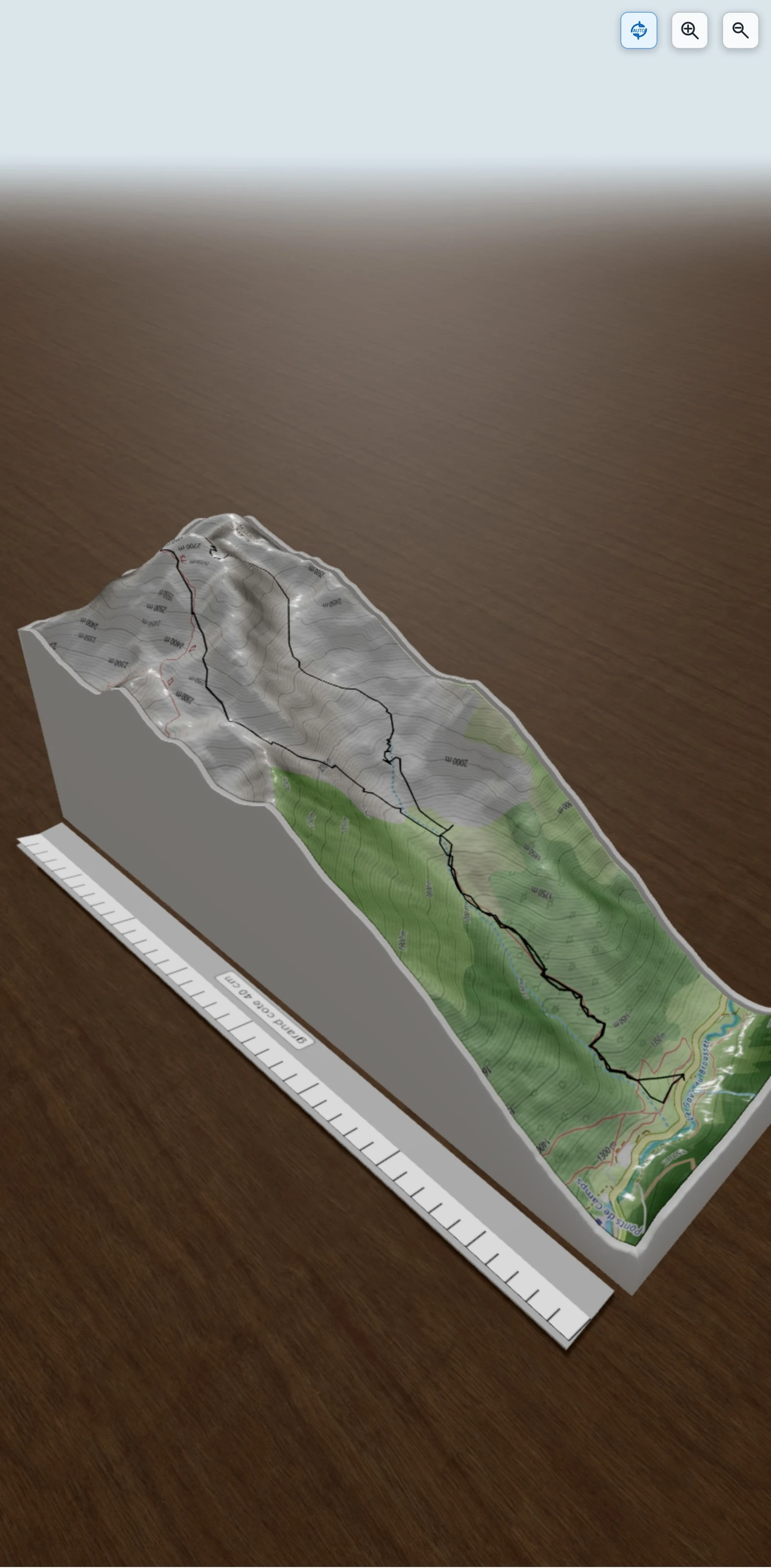 Carte en relief 3D de LE LURIEN par le vallon de Gabardères, avec relief topographique