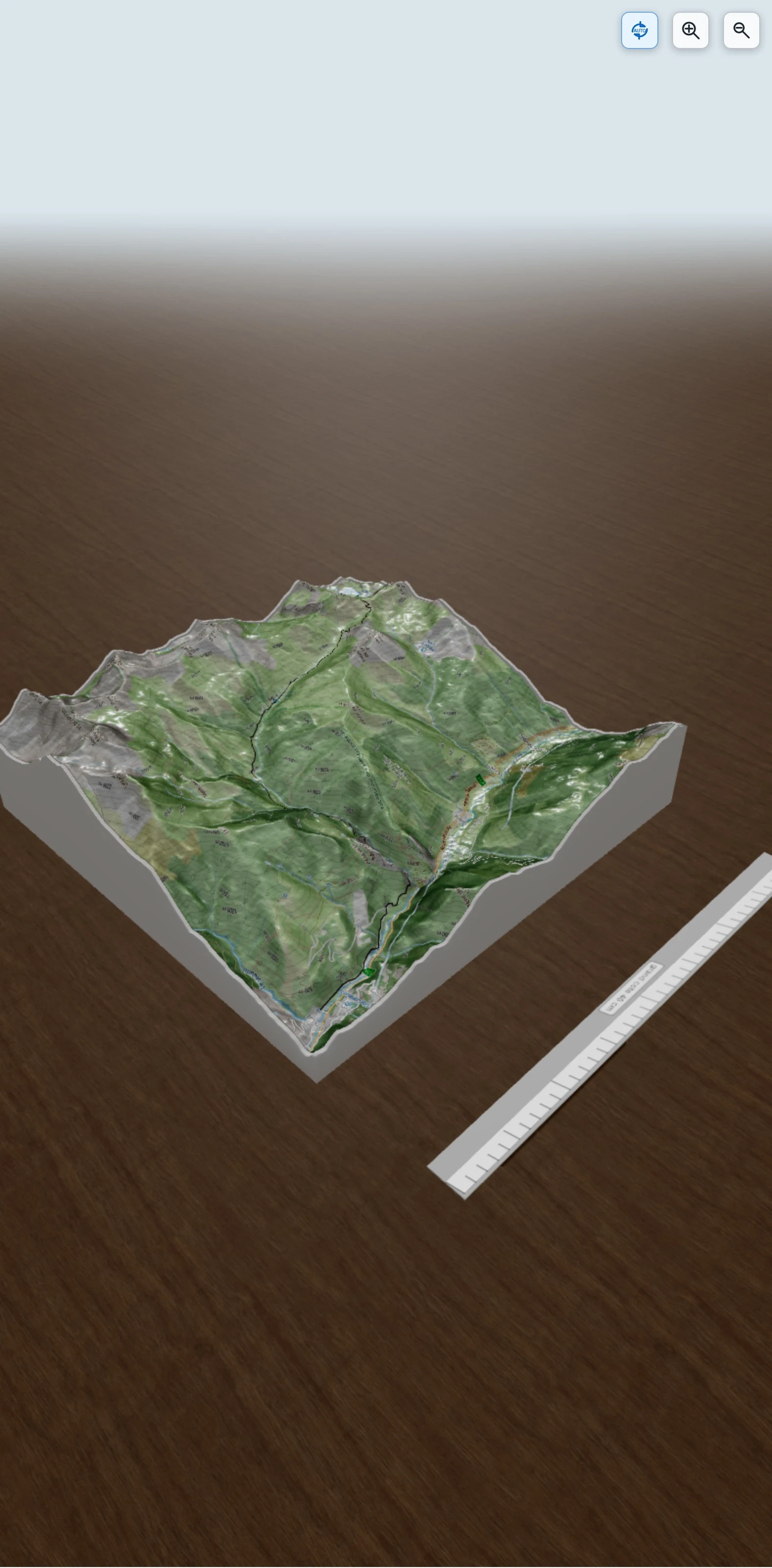 Carte en relief 3D de le pic du midi, avec relief topographique
