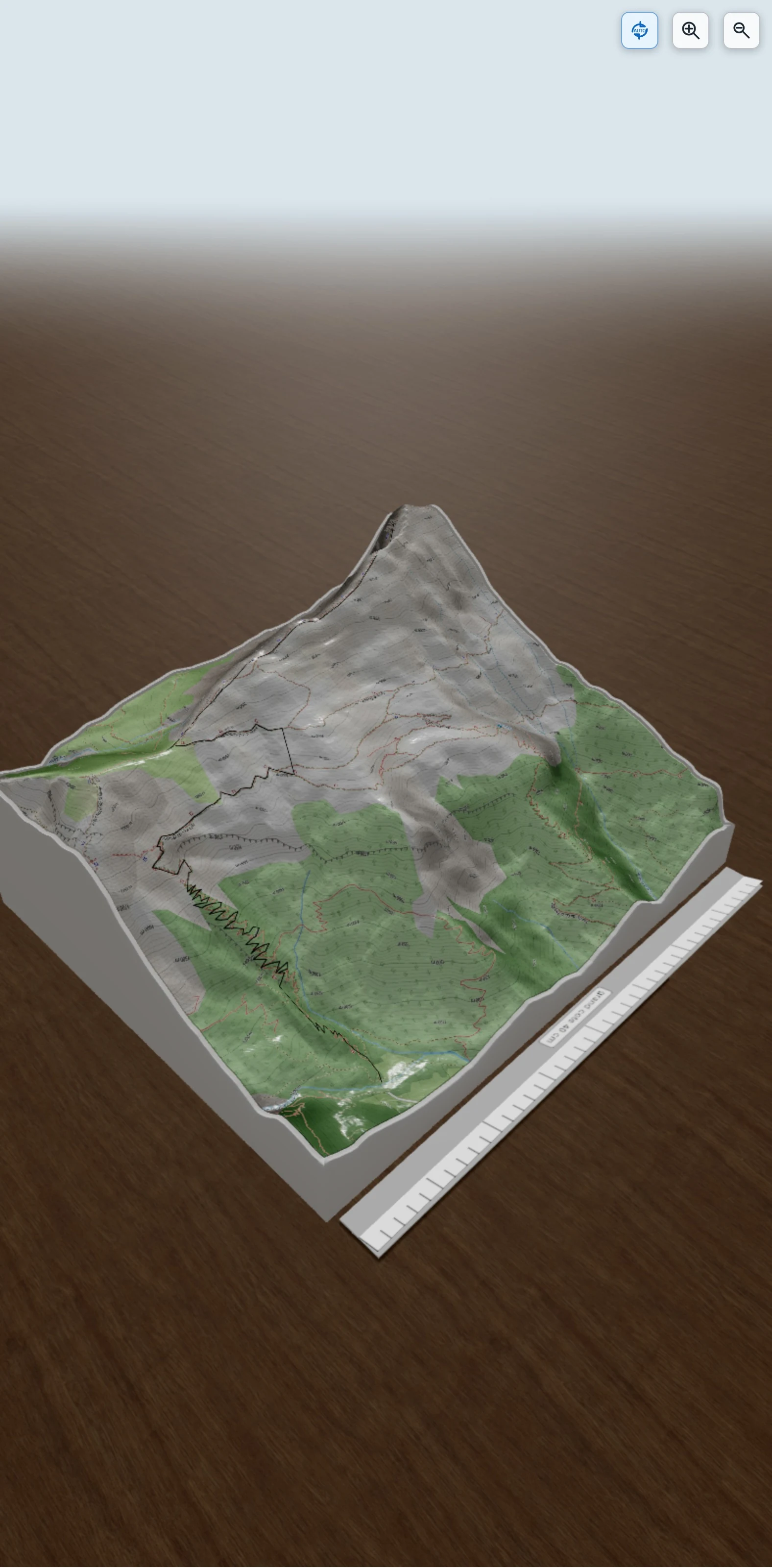 Carte en relief 3D de Le Rattier, en aller-retour depuis le terminus de la D216b, avec relief topographique