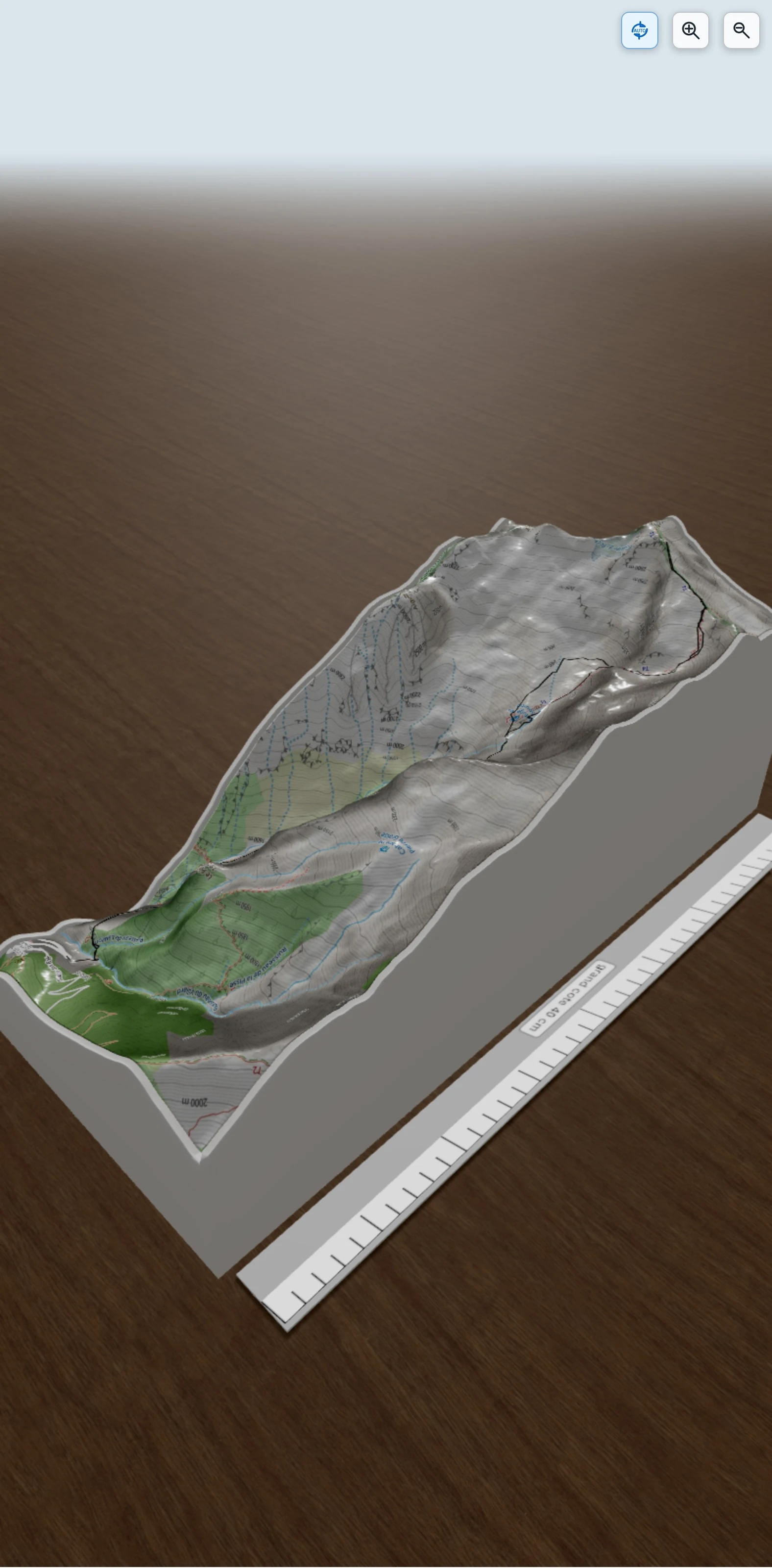 Carte en relief 3D de Le Rochail en A/R depuis Villard notre Dame (Ecrins), avec relief topographique