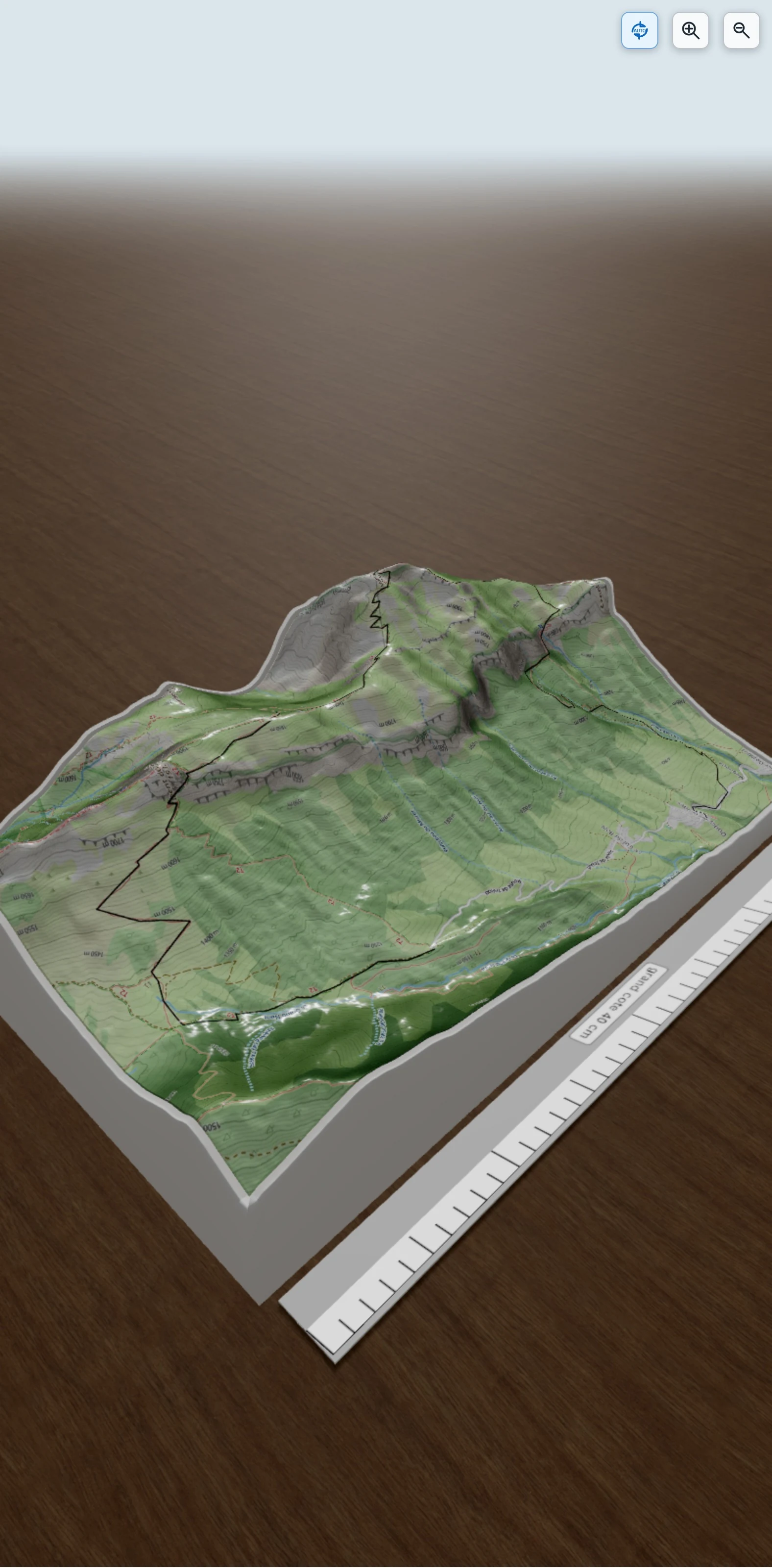 Carte en relief 3D de Le Trélod -traversée sud nord - Bauges, avec relief topographique