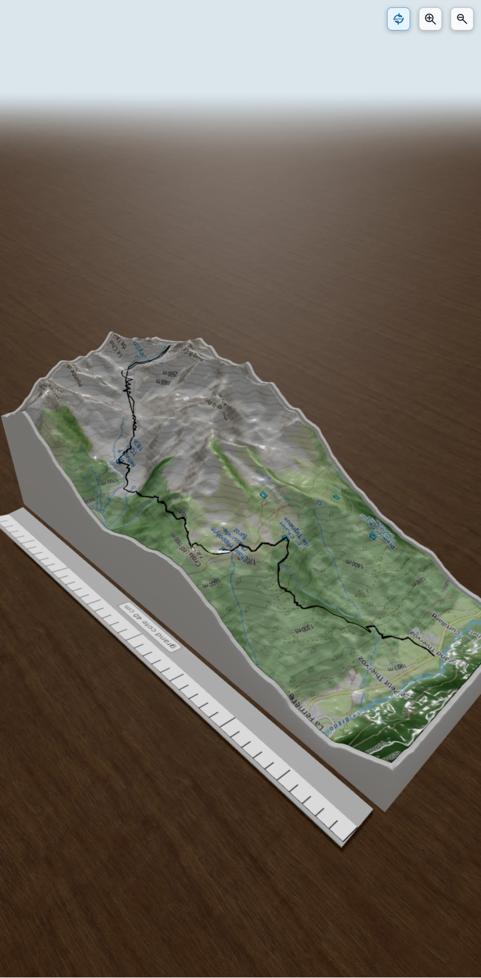 Carte en relief 3D de Léat - Gleyzin - Col du Grand Glacier, avec relief topographique