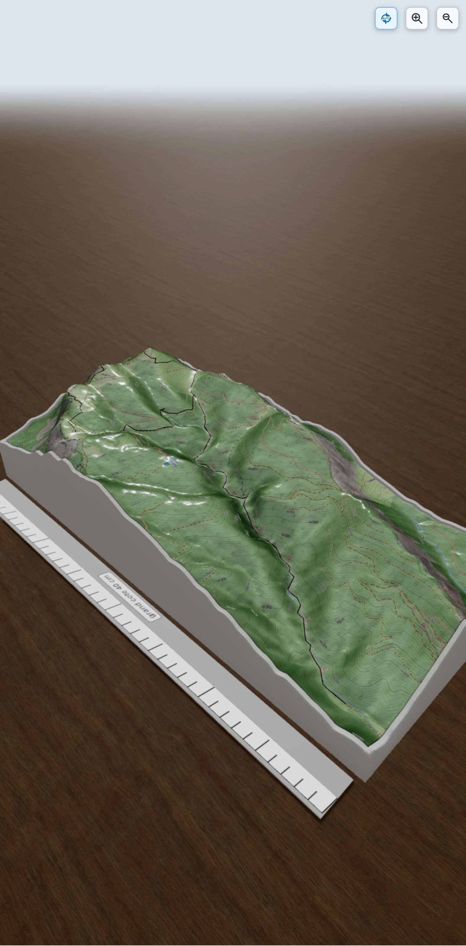 Carte en relief 3D de les trois becs. forét de saou:drome, avec relief topographique