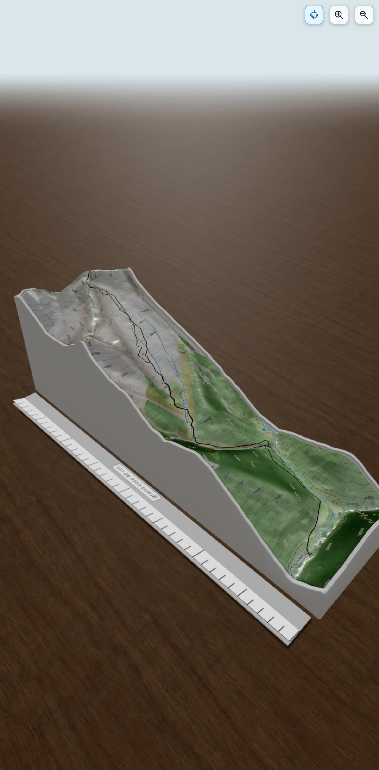 Carte en relief 3D de Lustou, avec relief topographique