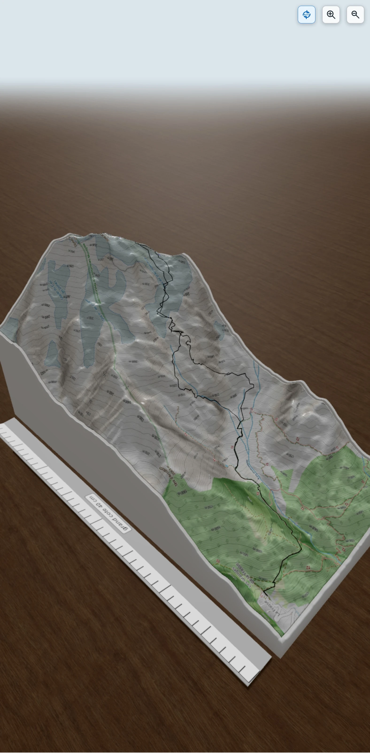 Carte en relief 3D de Miage, avec relief topographique