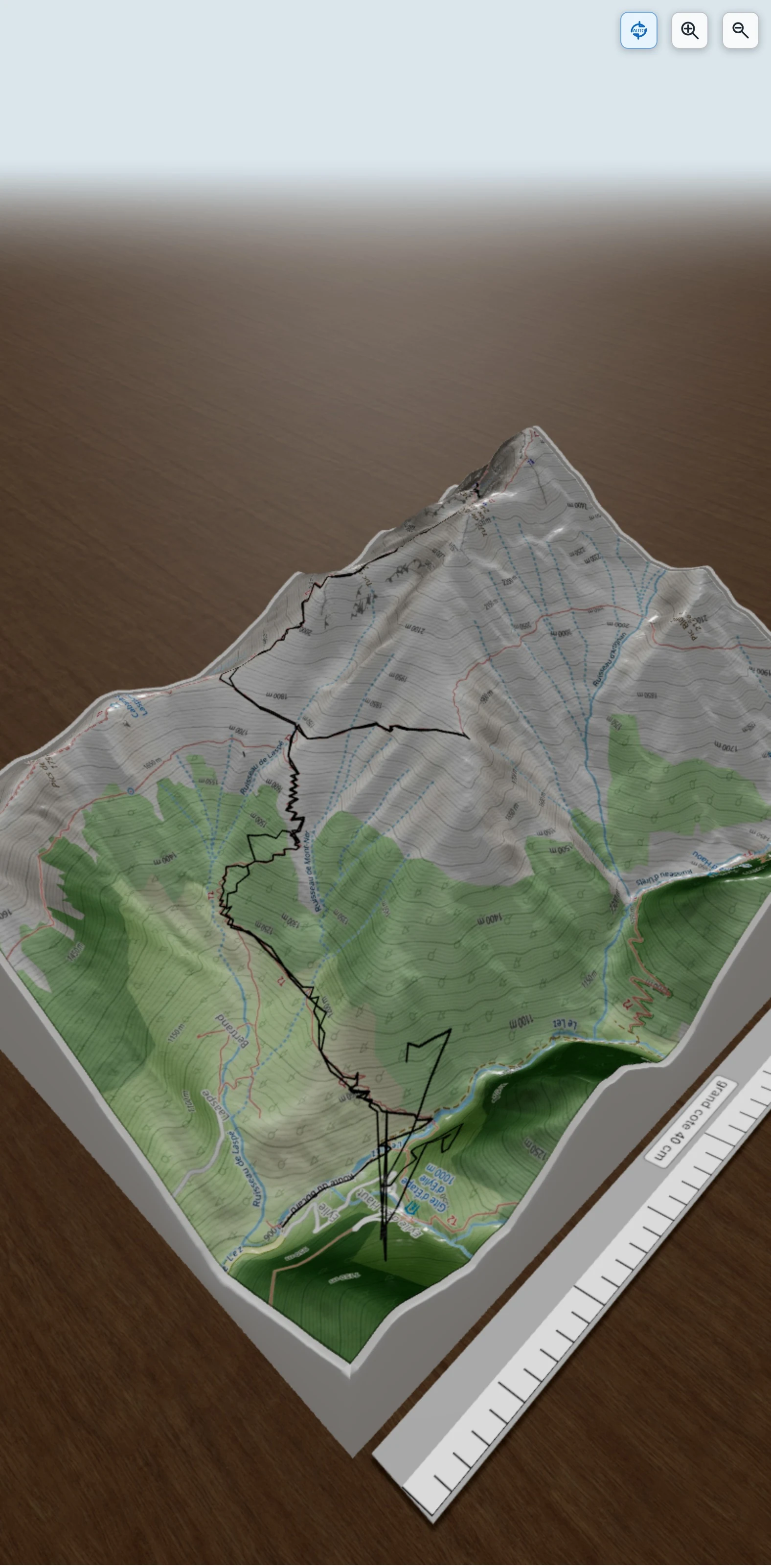 Carte en relief 3D de Mine Bulard- Biros, avec relief topographique