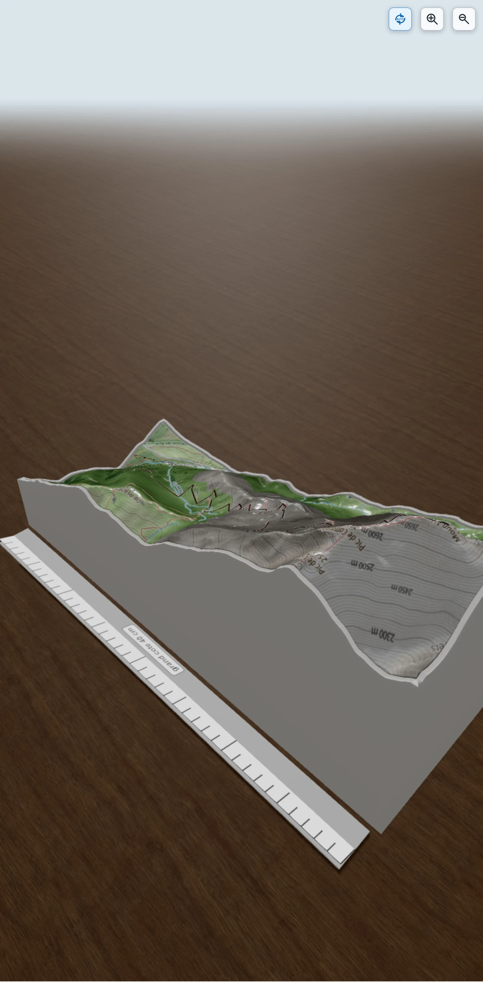 Carte en relief 3D de Monné de Cauterets - 2724m, avec relief topographique
