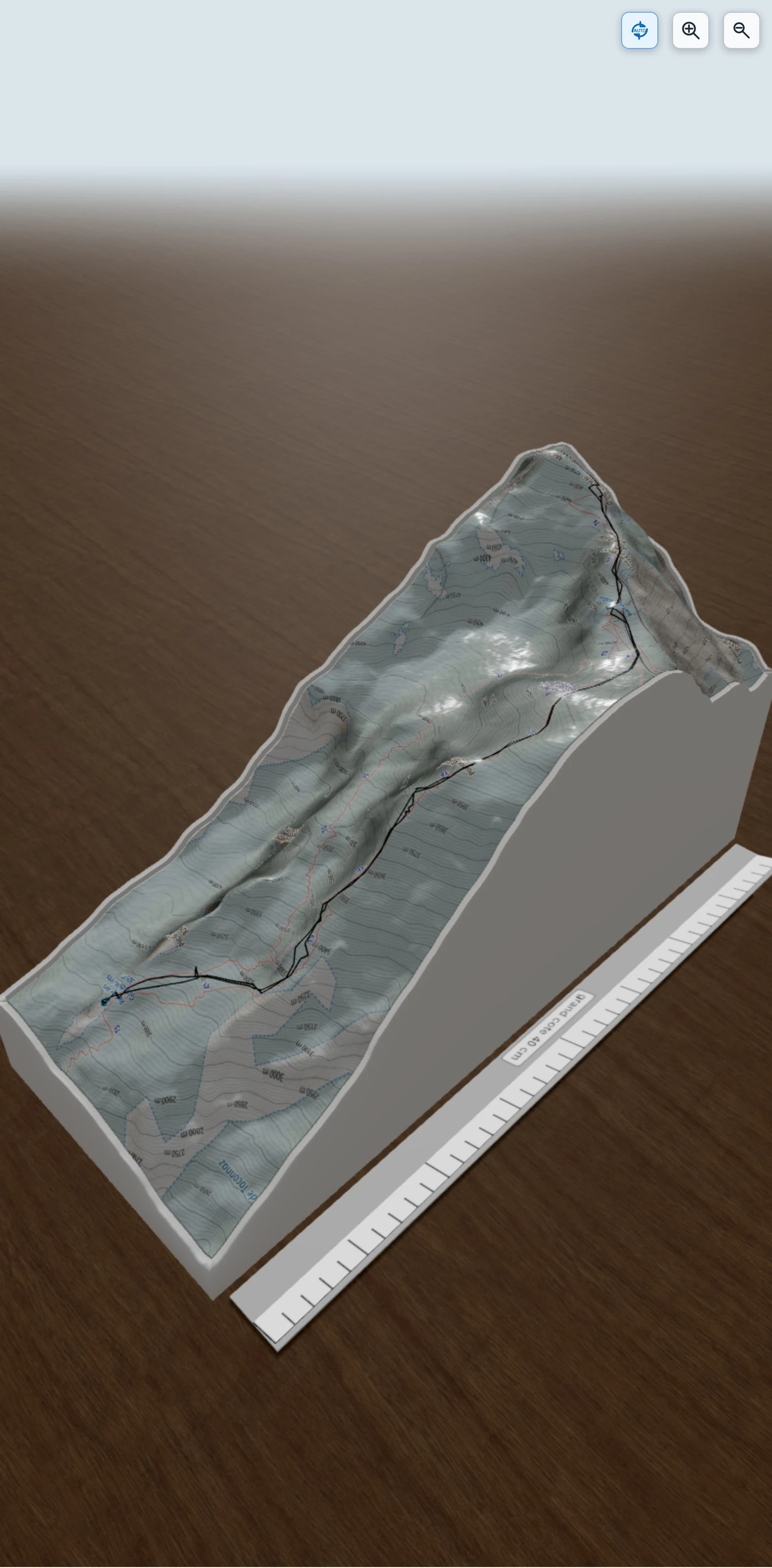 Carte en relief 3D de Mont blanc par l'arrete nord du gouter, avec relief topographique