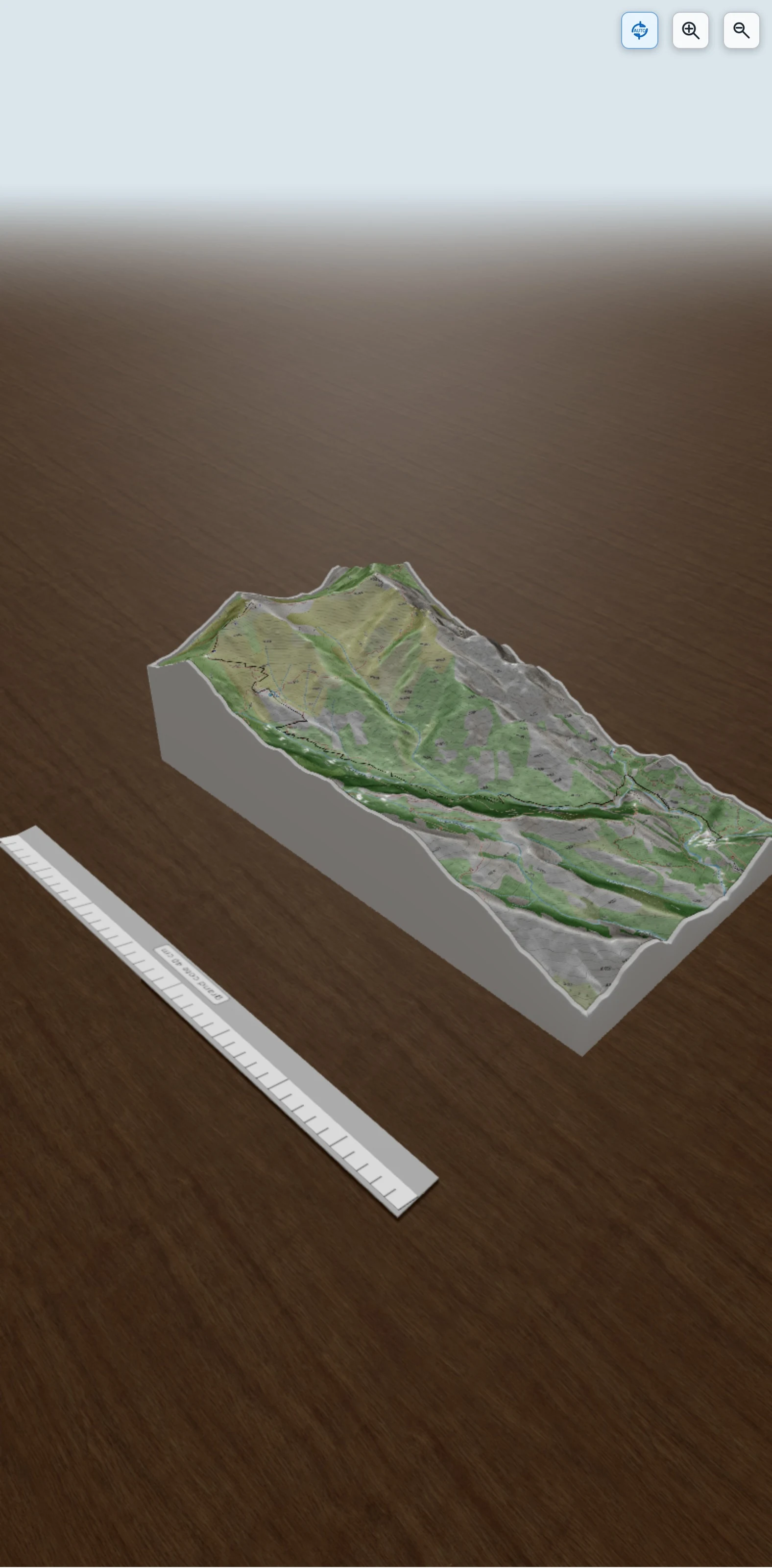 Carte en relief 3D de mont corona depart maison forestiere bonifatu, avec relief topographique