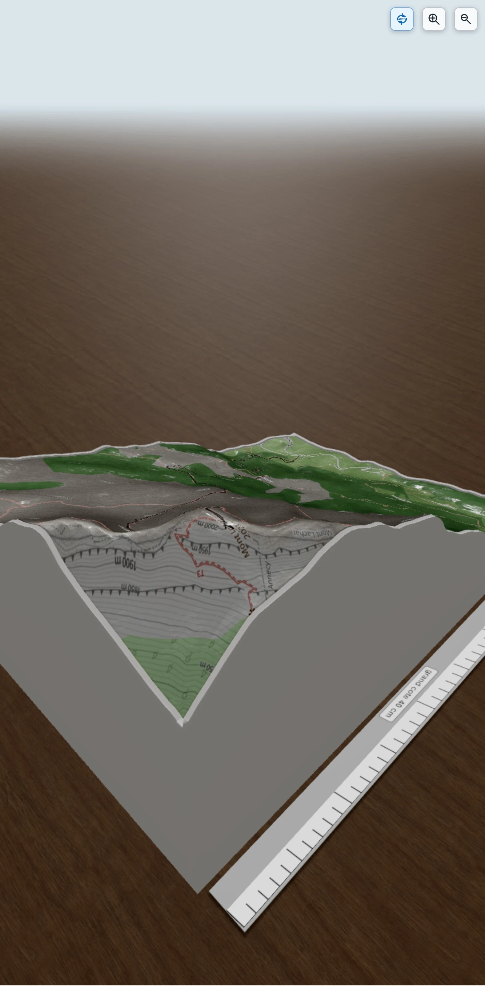 Carte en relief 3D de Mont Lachat, avec relief topographique