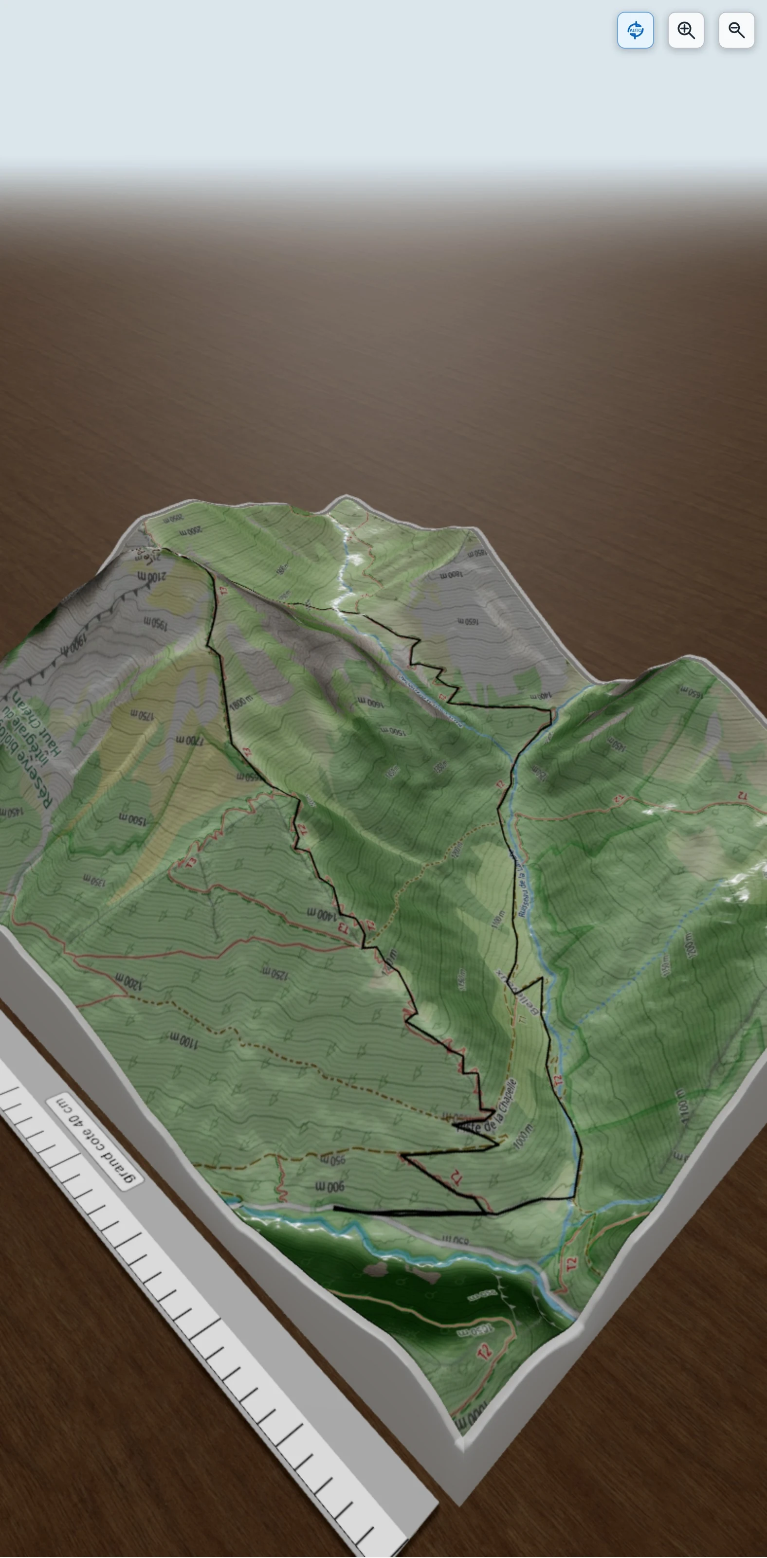 Carte en relief 3D de Mont Pécloz, avec relief topographique