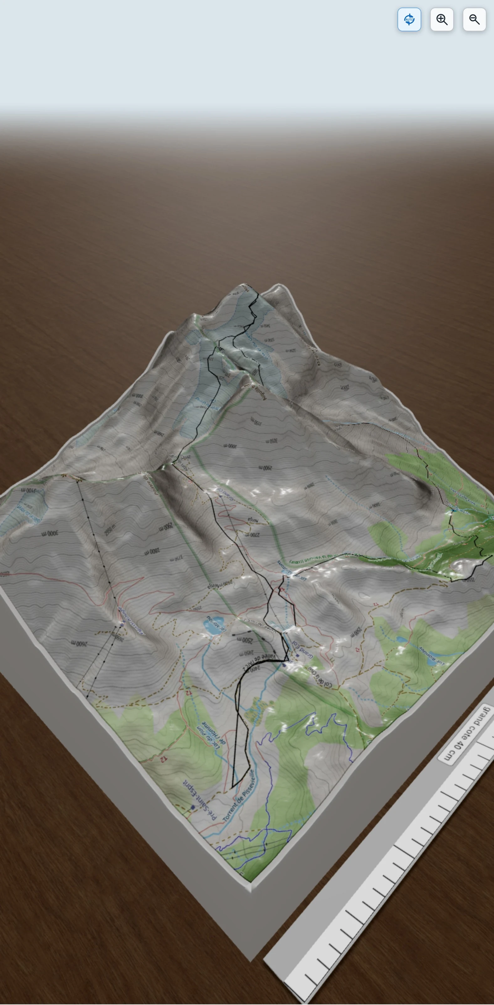Carte en relief 3D de Mont Pourri, avec relief topographique