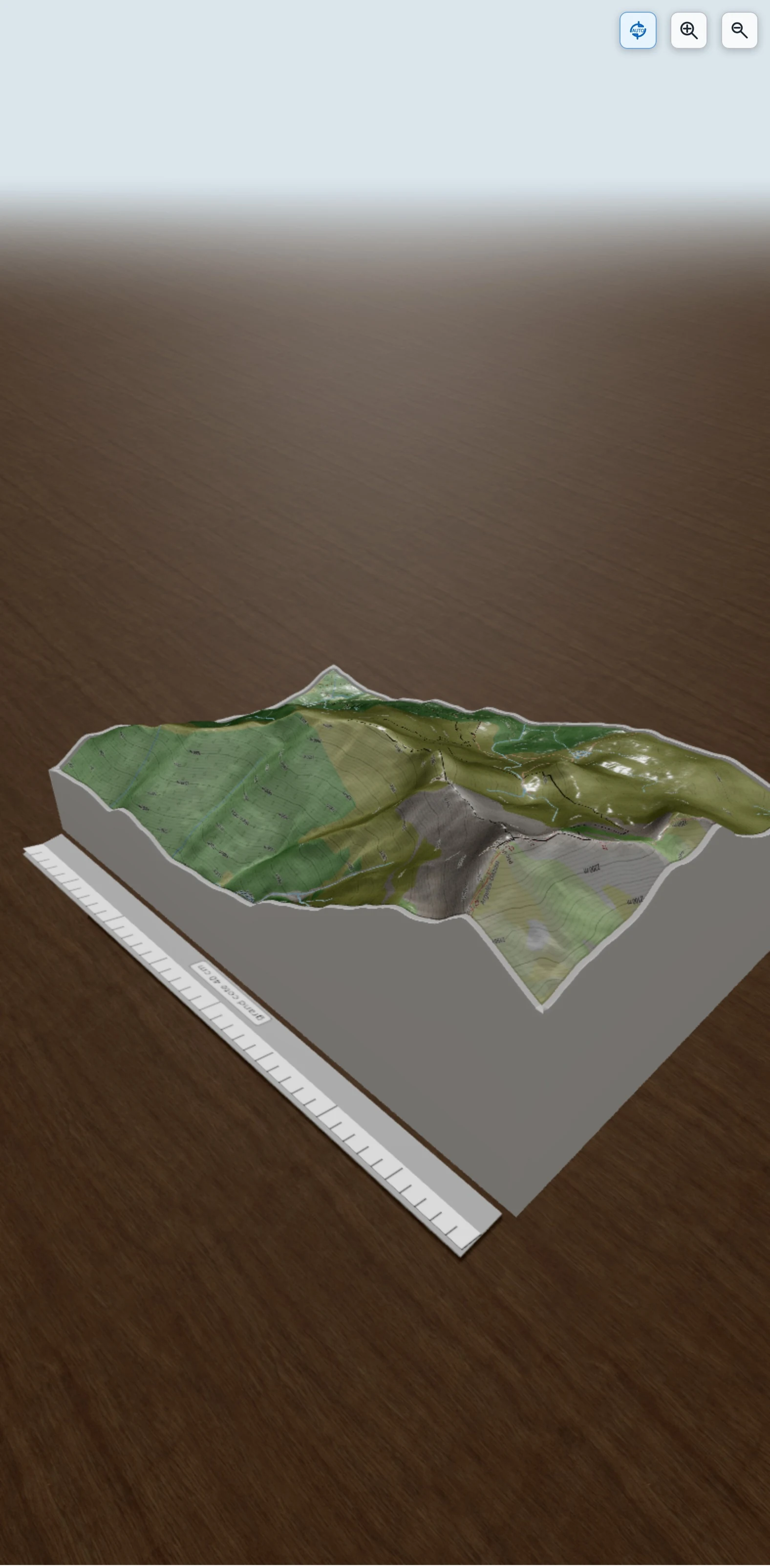 Carte en relief 3D de MONTAIGU par le Courtaou de la Lit et l\'arête S.E, avec relief topographique
