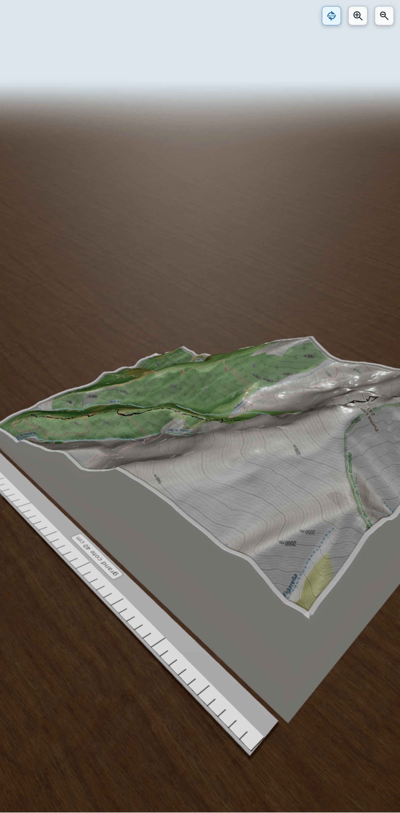 Carte en relief 3D de monte cardo, avec relief topographique