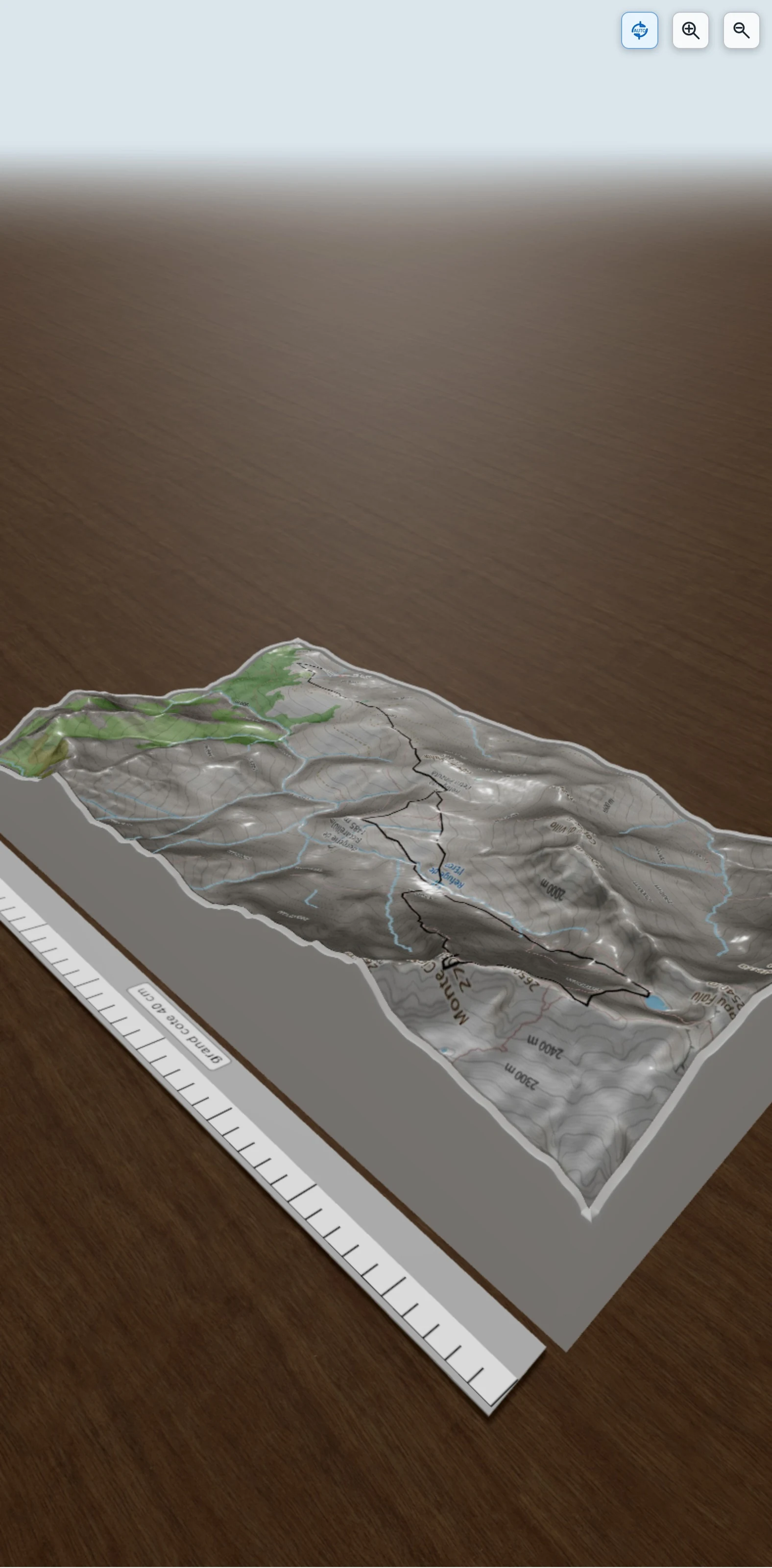 Carte en relief 3D de Monte Cinto Sud, avec relief topographique