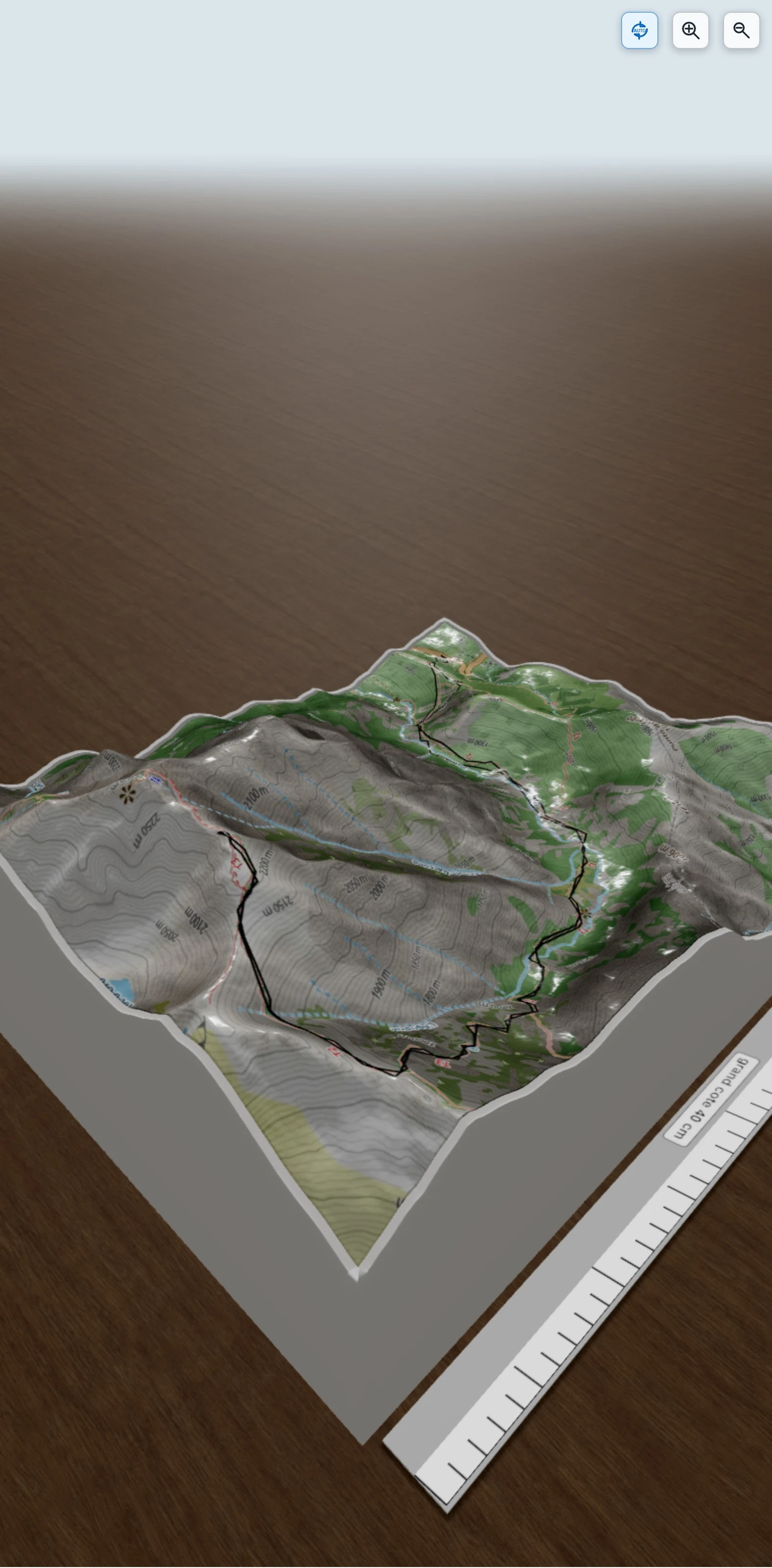 Carte en relief 3D de Monte D'Oro, avec relief topographique