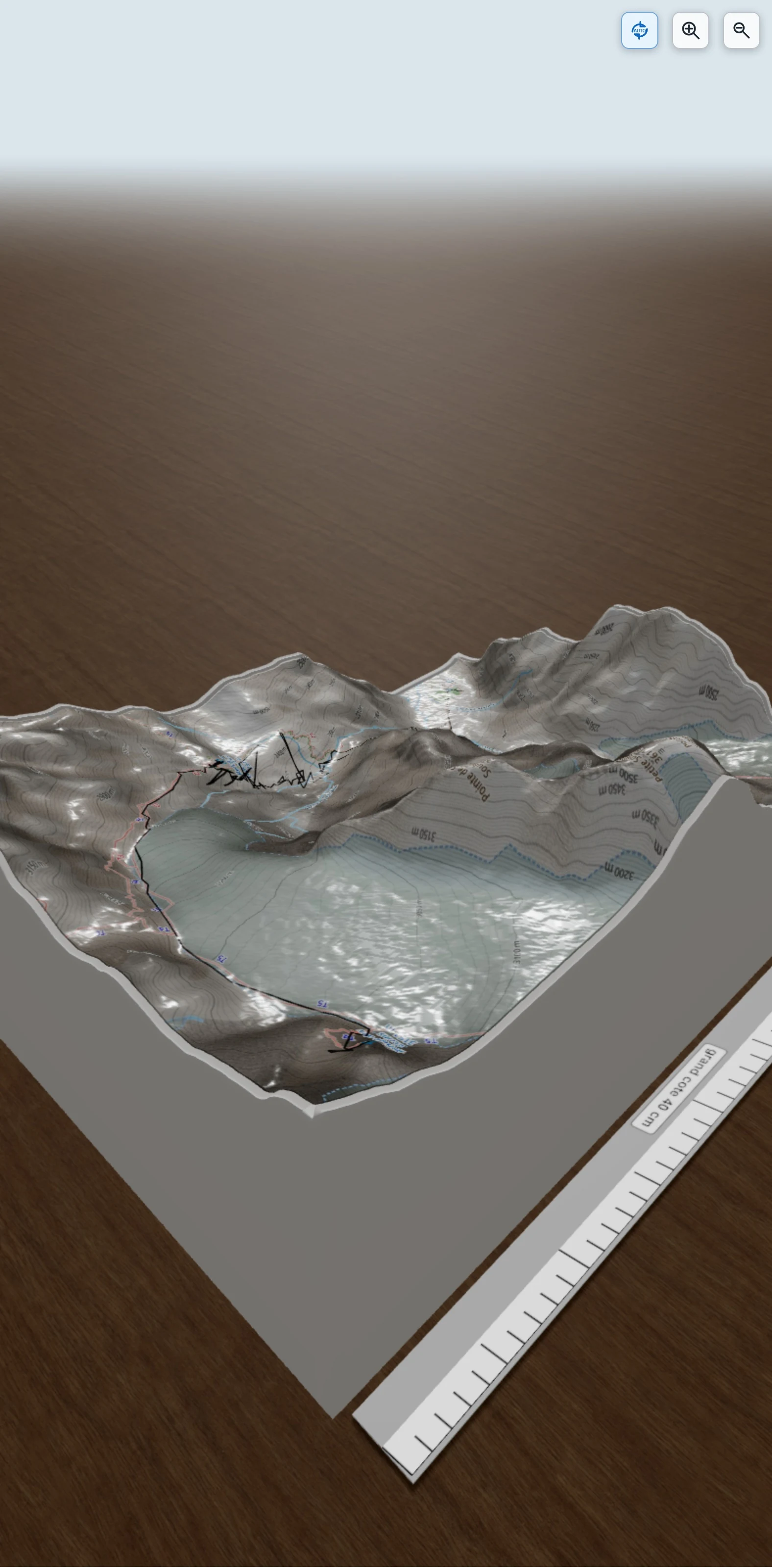 Carte en relief 3D de Montée au refuge des Ecrins, avec relief topographique