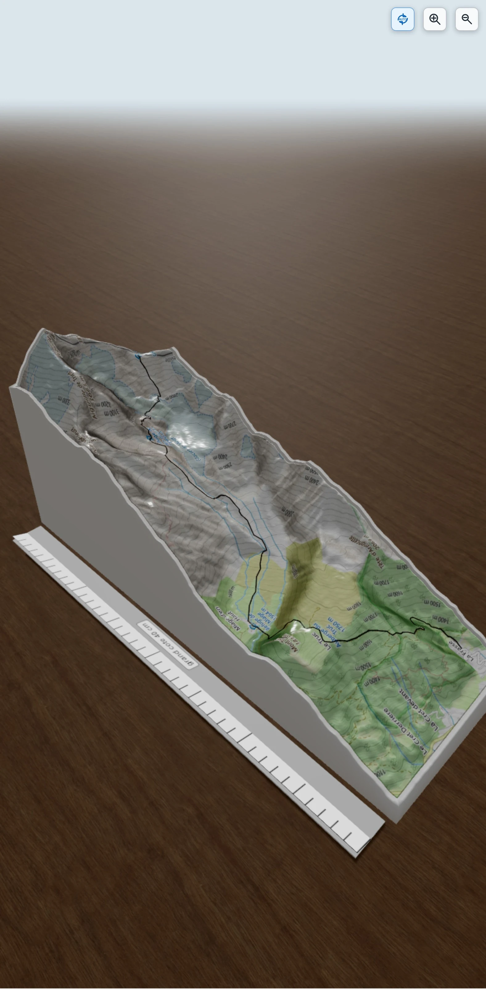 Carte en relief 3D de Montée au refuge Durier, avec relief topographique