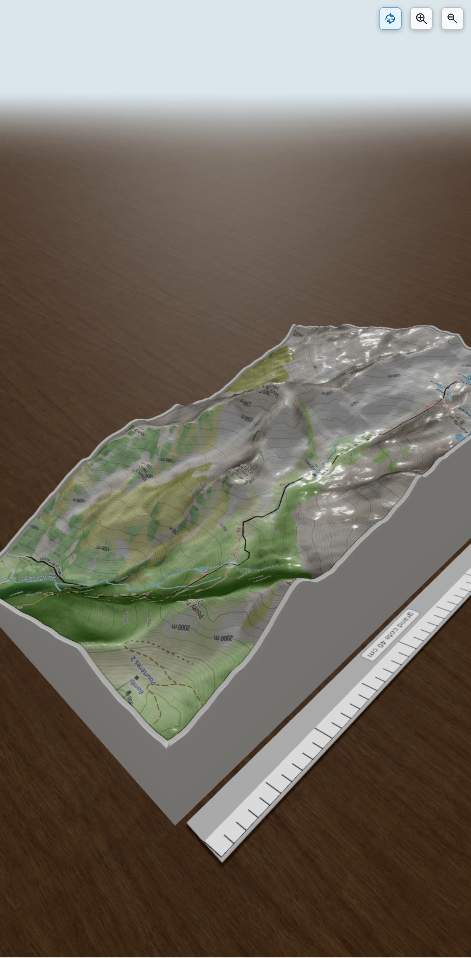Carte en relief 3D de Montée aux lacs d'ARDIDEN, avec relief topographique