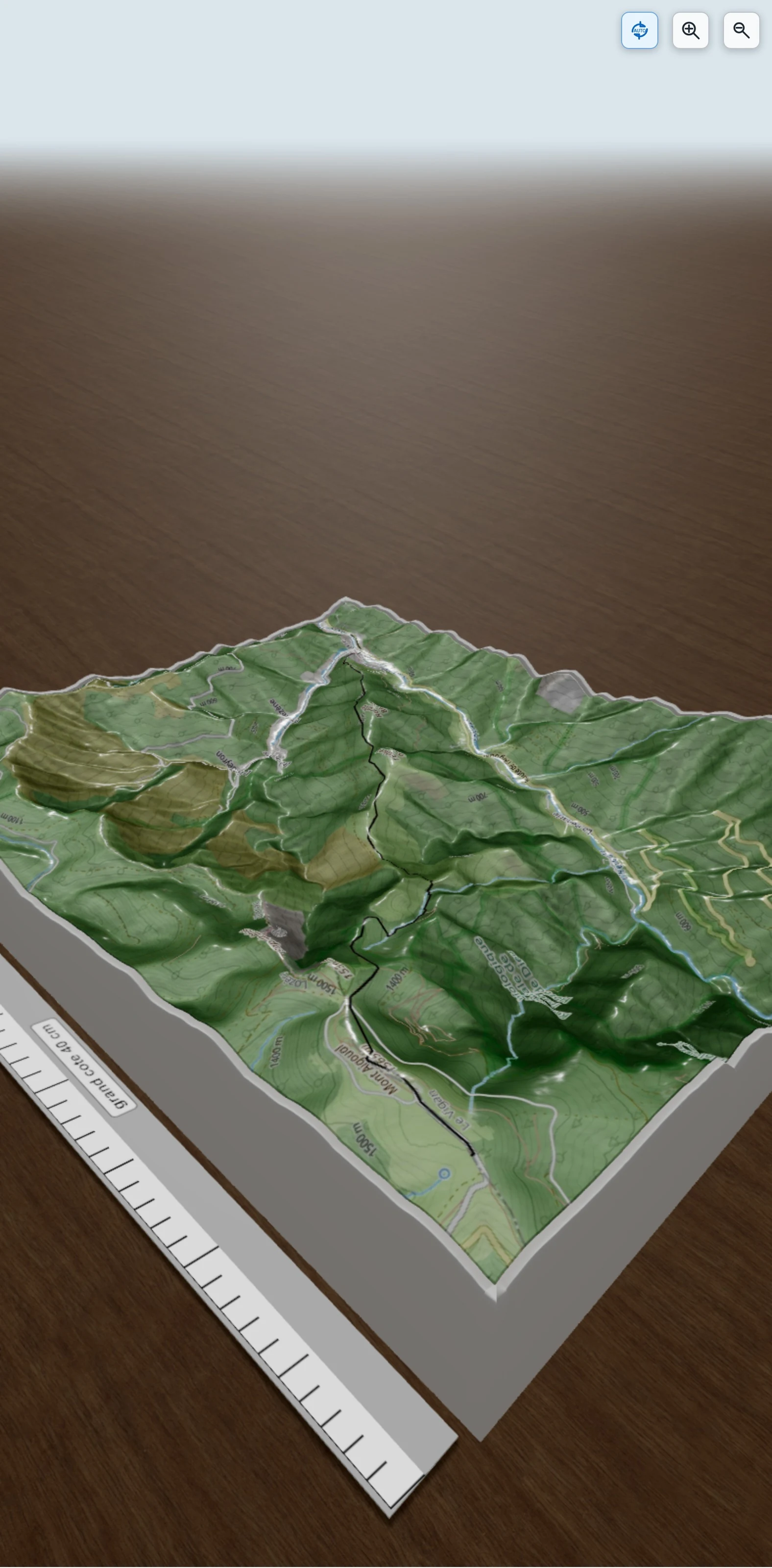 Carte en relief 3D de Montée mont Aigoual, avec relief topographique