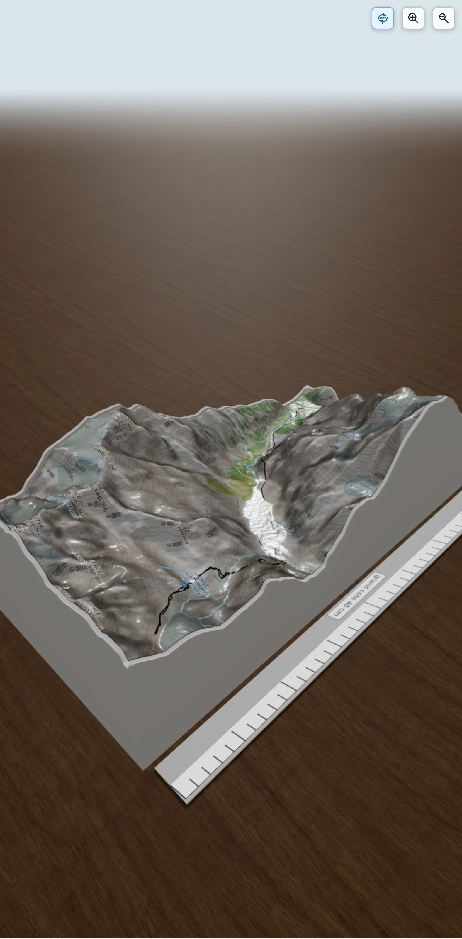 Carte en relief 3D de Moraine du glacier Blanc 2.860m, avec relief topographique