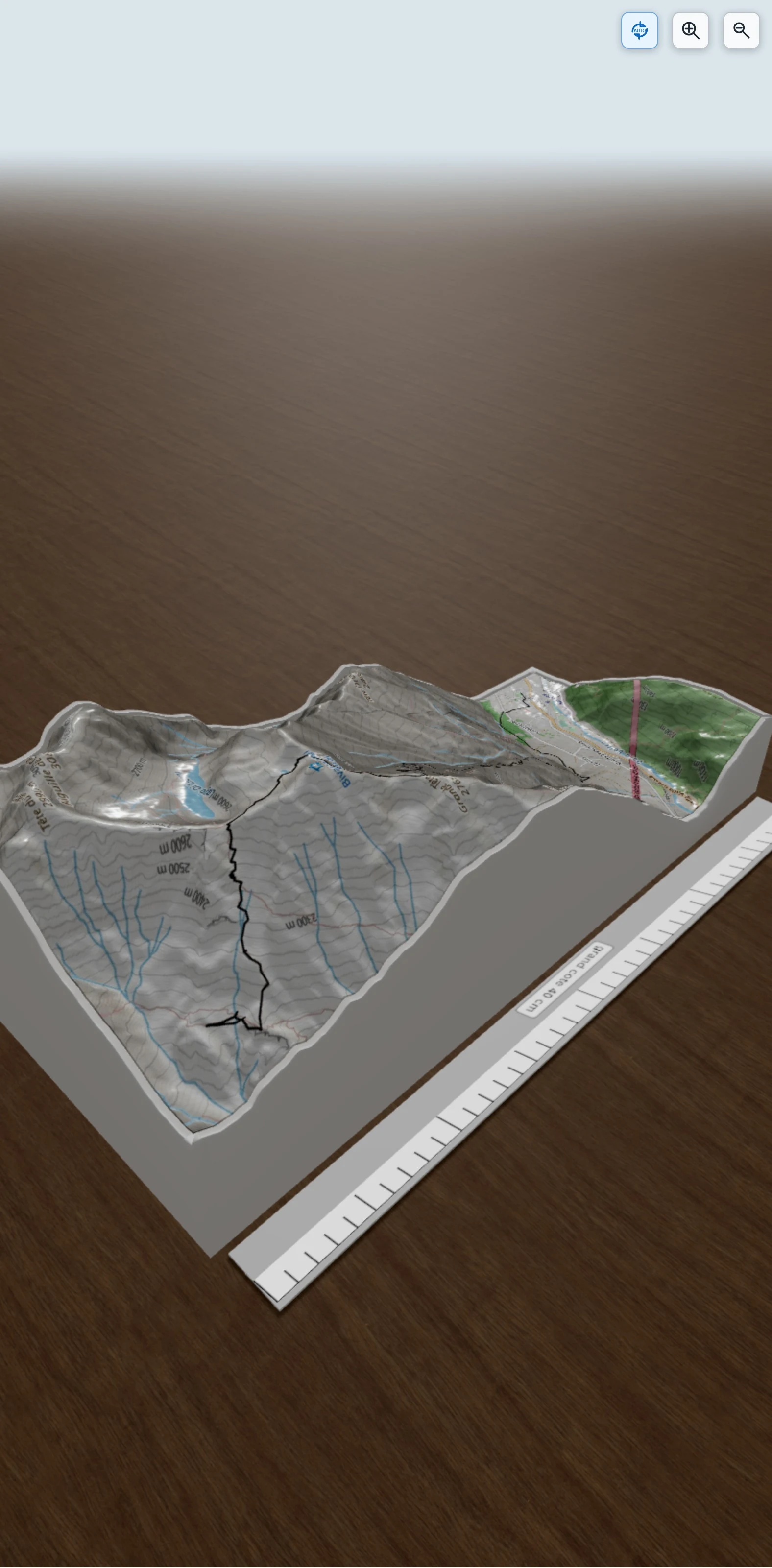 Carte en relief 3D de MORGEX/bas col sapin, avec relief topographique