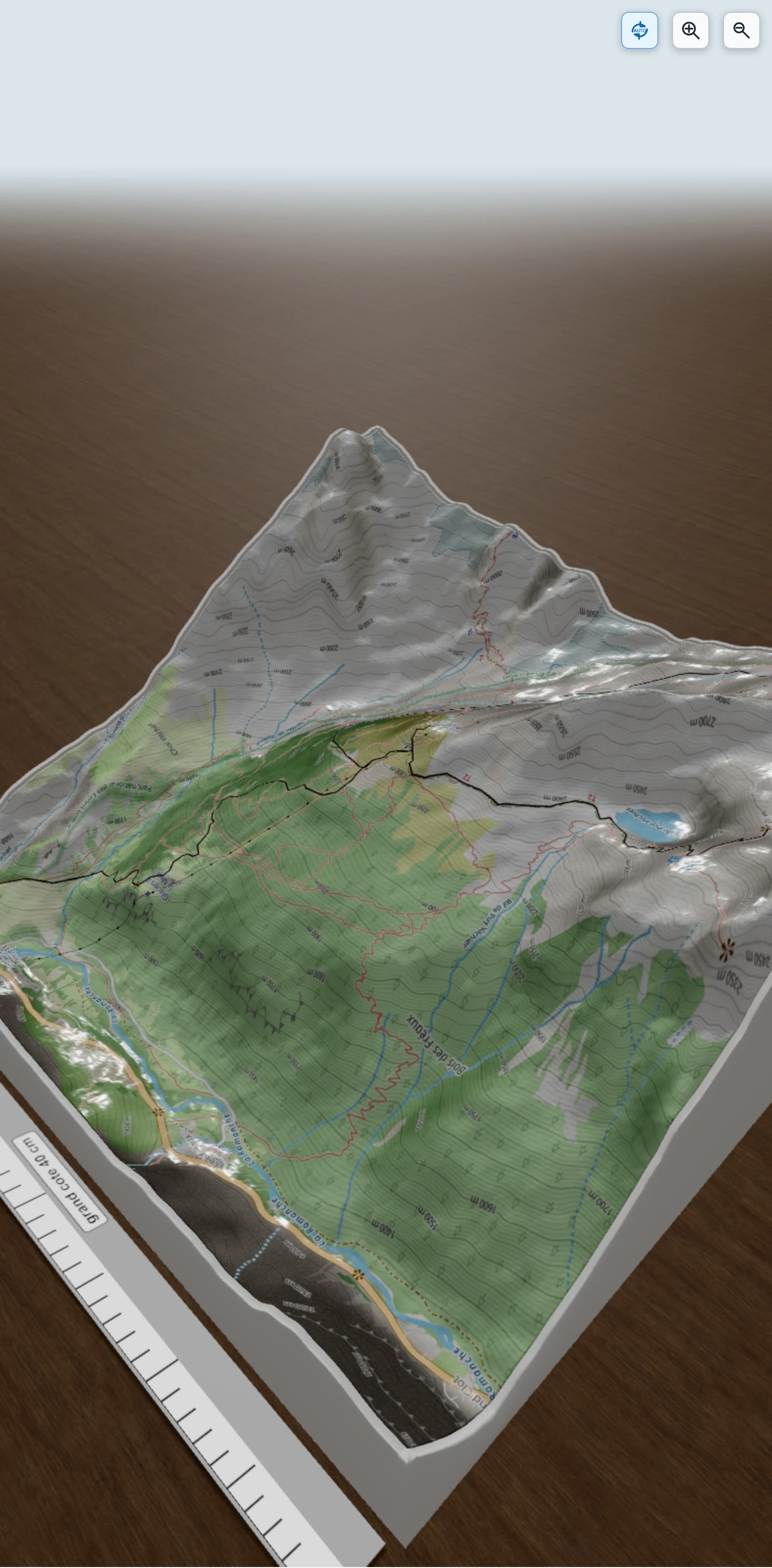 Carte en relief 3D de Pacave_2021_V2, avec relief topographique