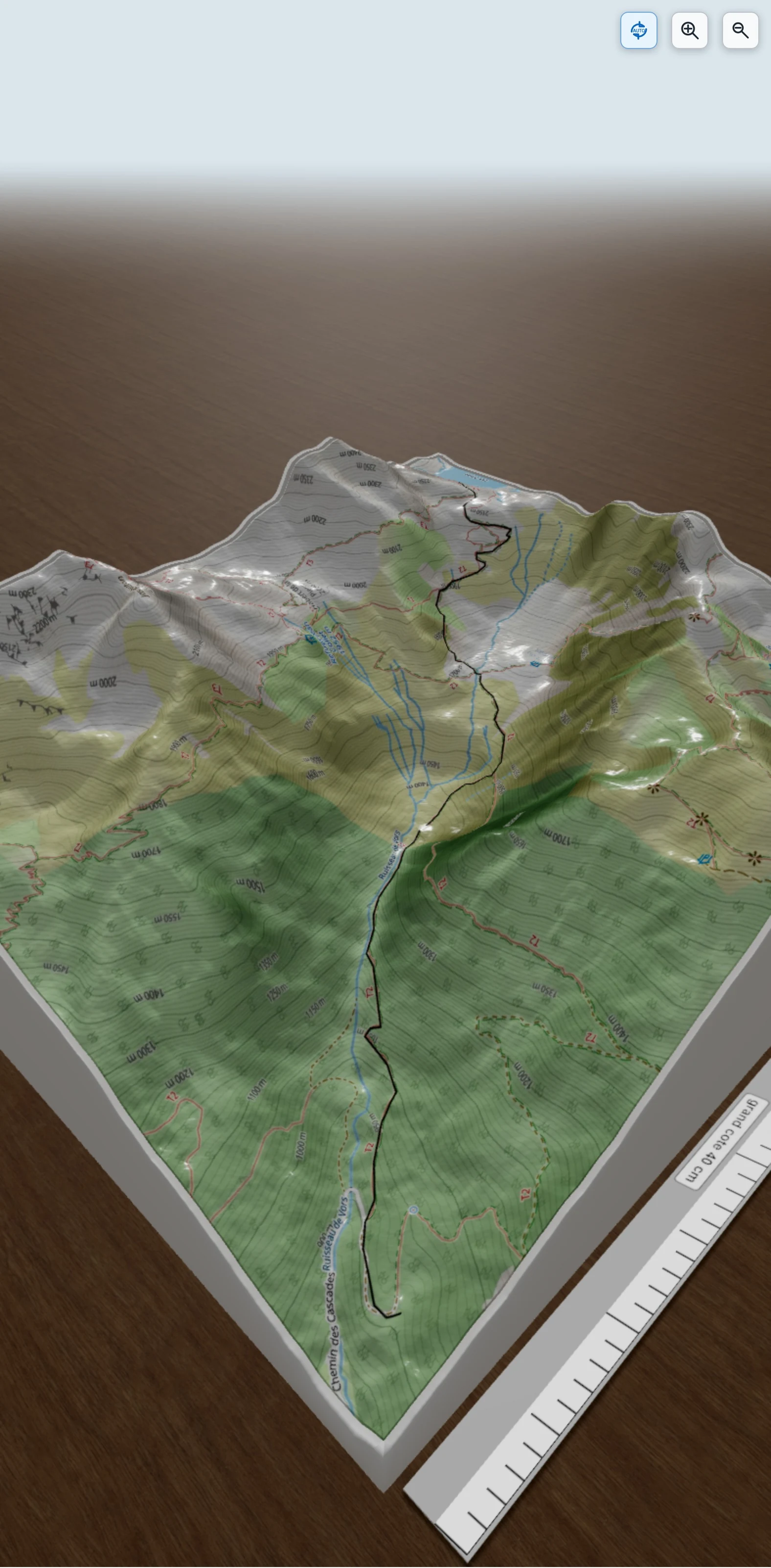 Carte en relief 3D de Parking Le Chenevrey - Lac Blanc, avec relief topographique