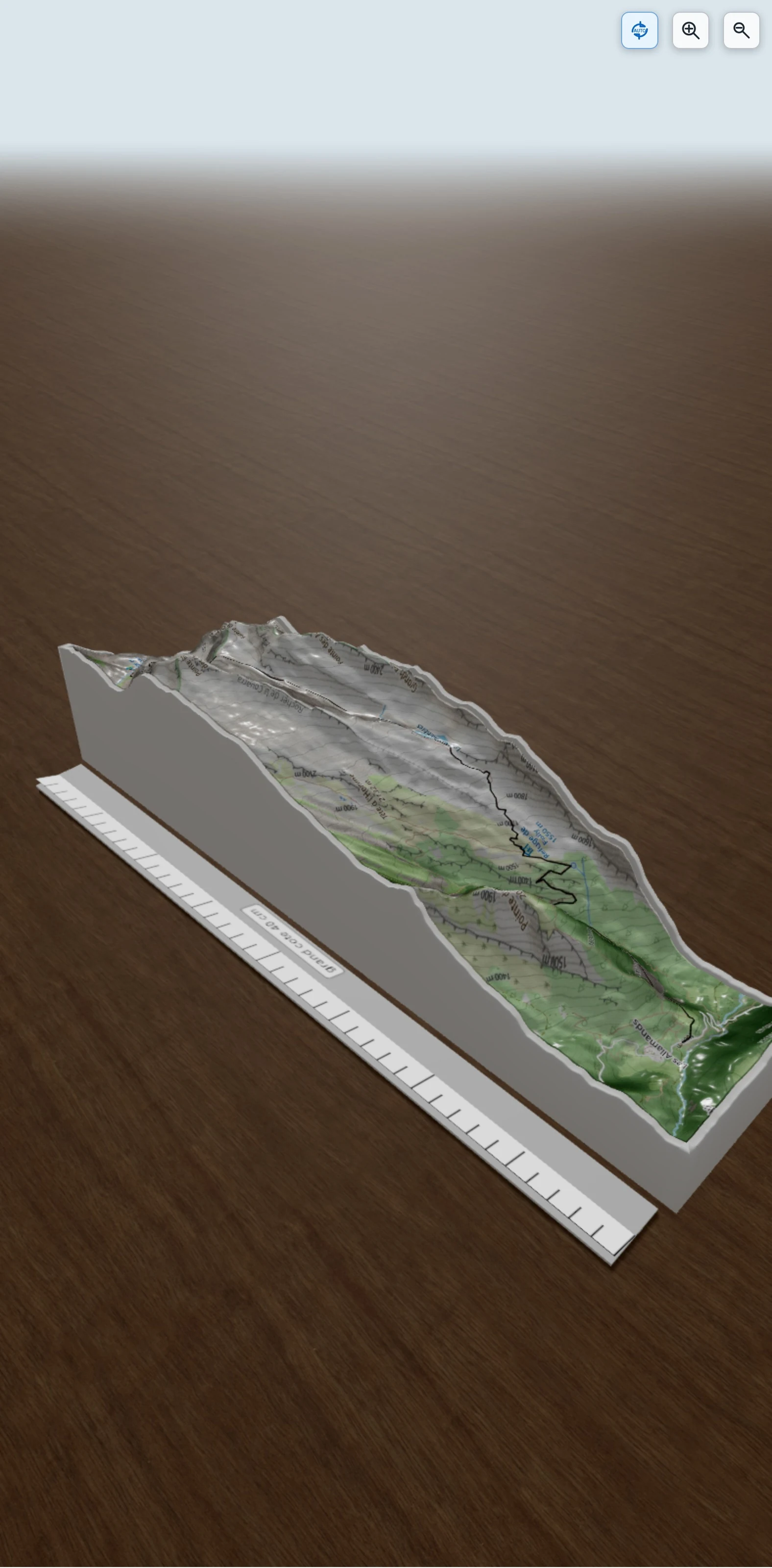 Carte en relief 3D de parking Les allamands Refuge de la Vogealle, avec relief topographique