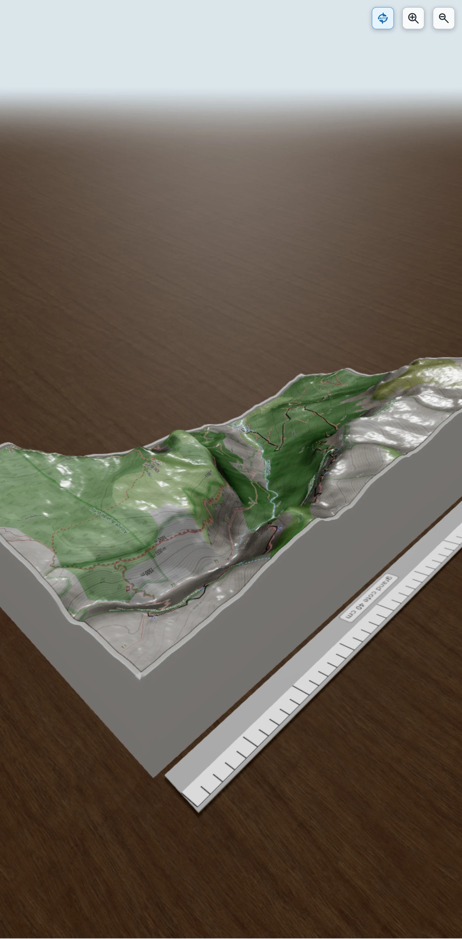 Carte en relief 3D de pas de sombardou, avec relief topographique