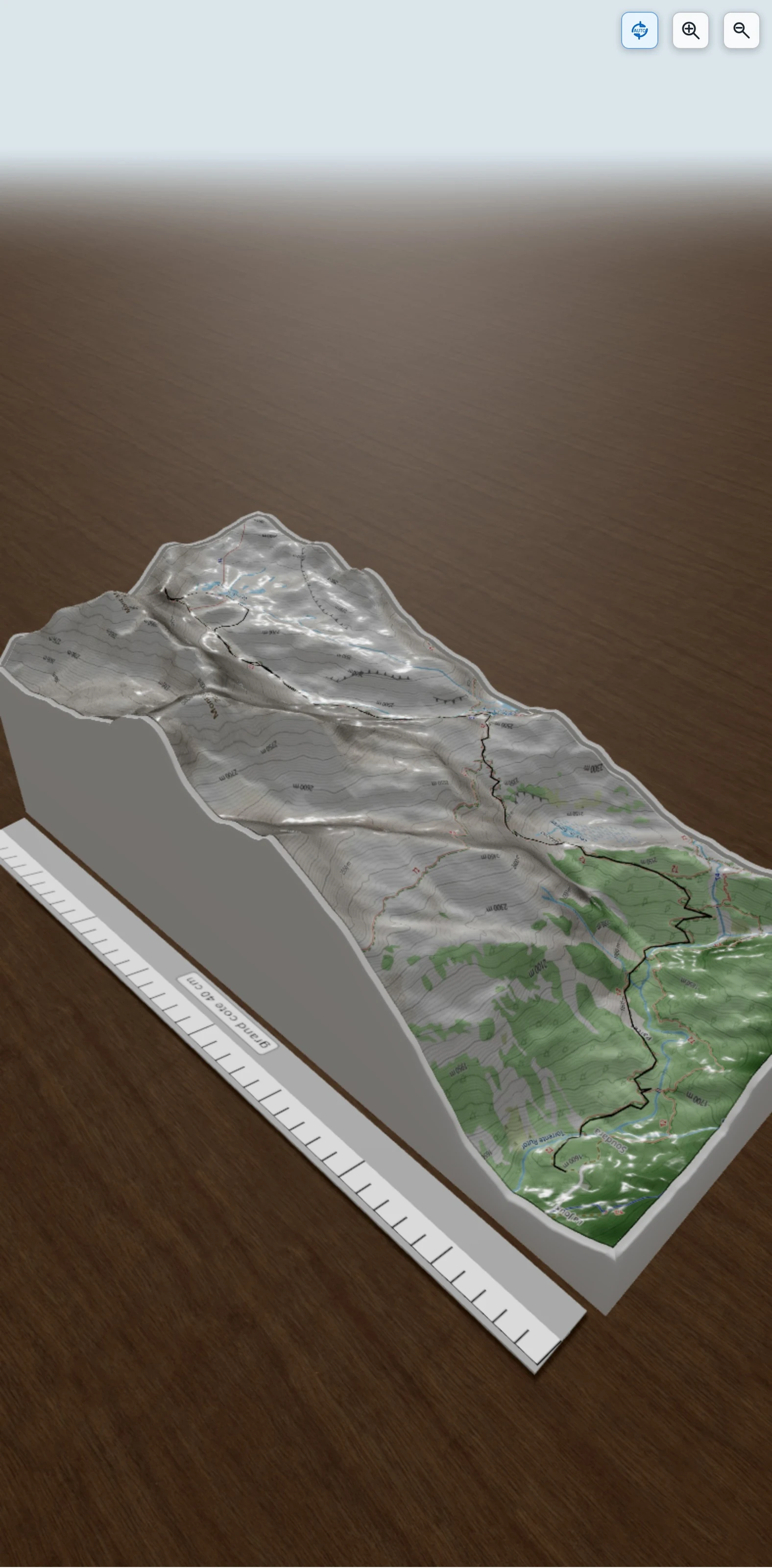 Carte en relief 3D de Passo Alto et lacs des Usselettes, avec relief topographique