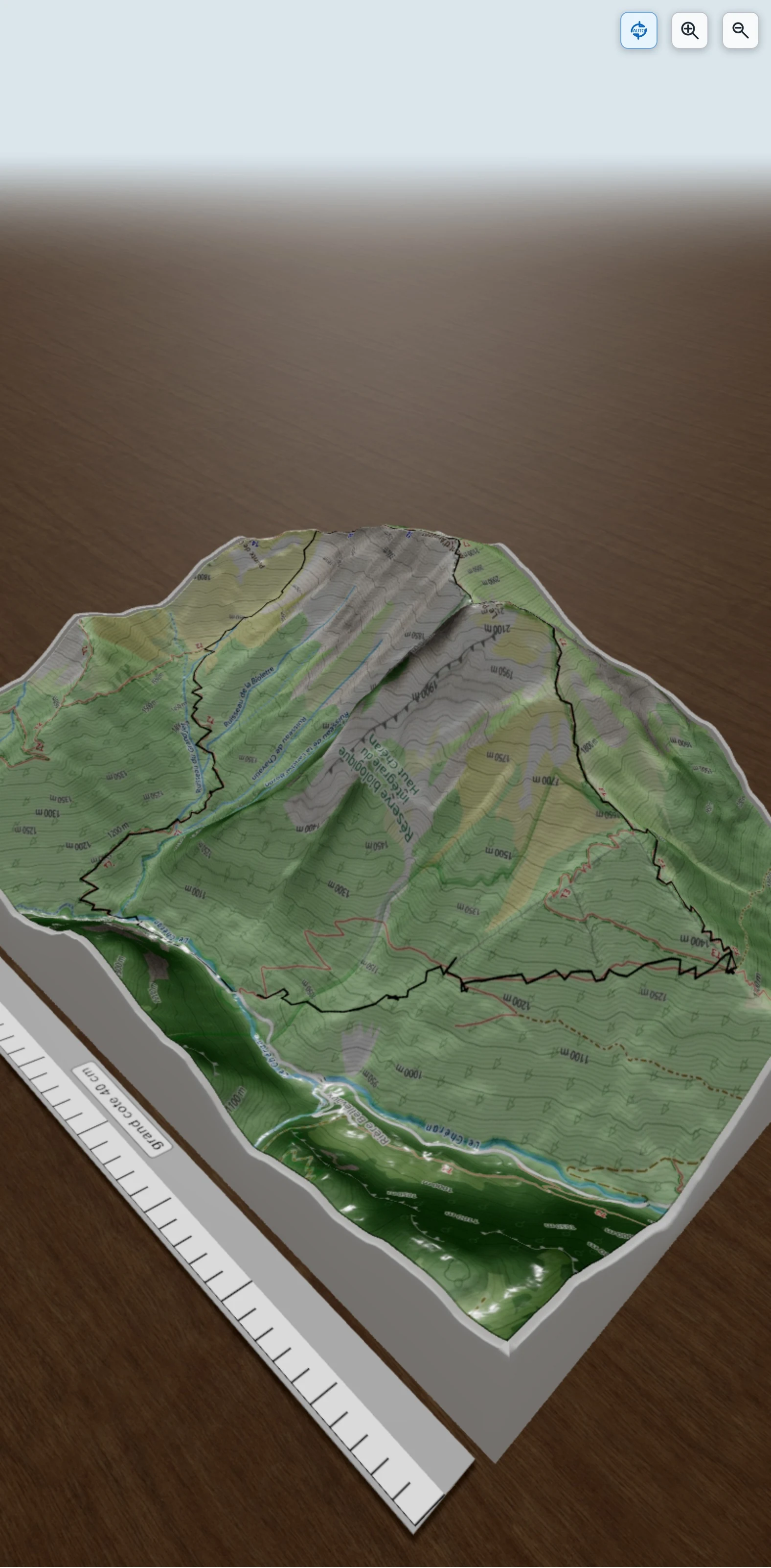 Carte en relief 3D de Pecloz et Armene, avec relief topographique