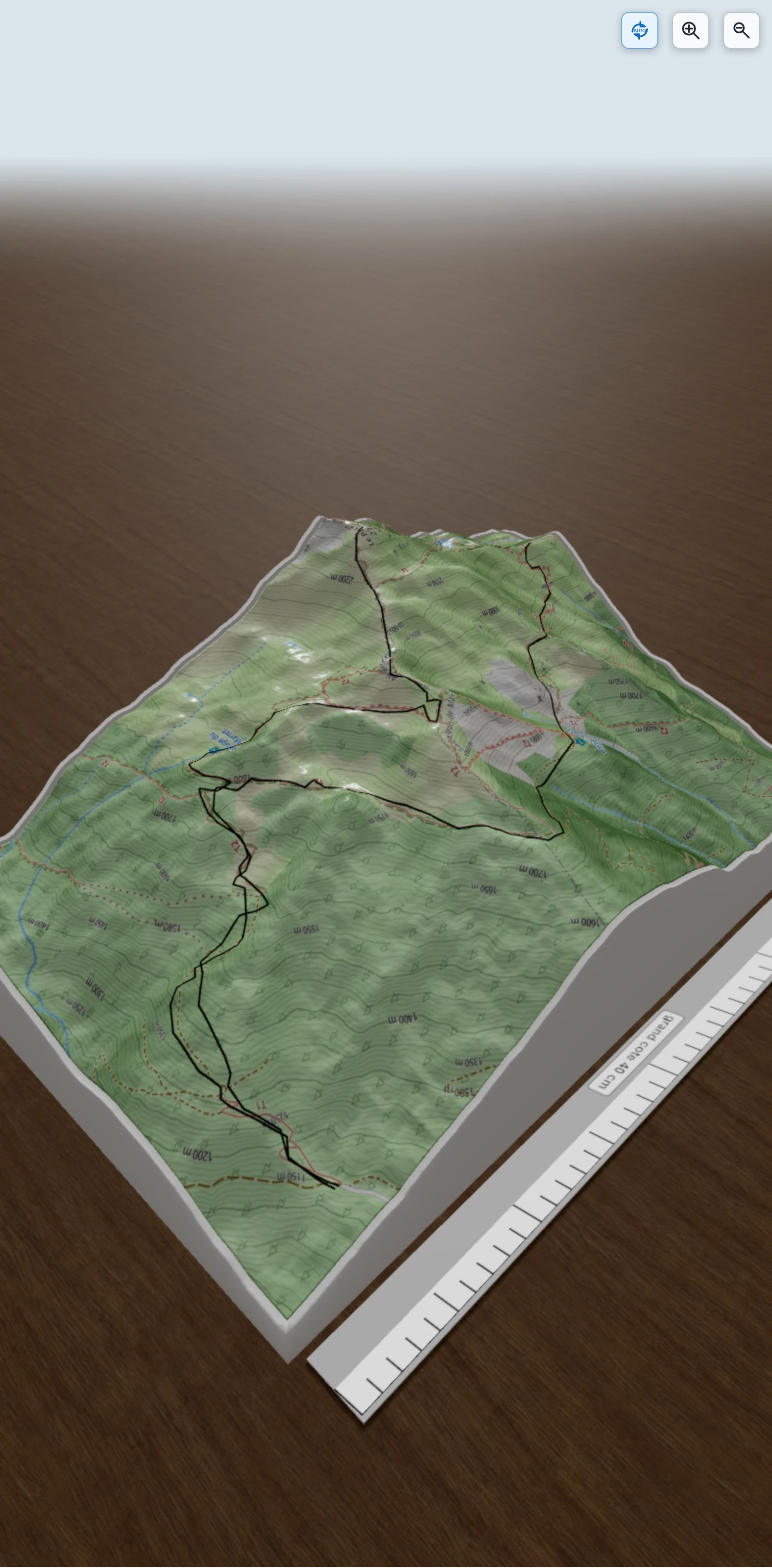 Carte en relief 3D de Petit Arc versant nord-ouest, avec relief topographique