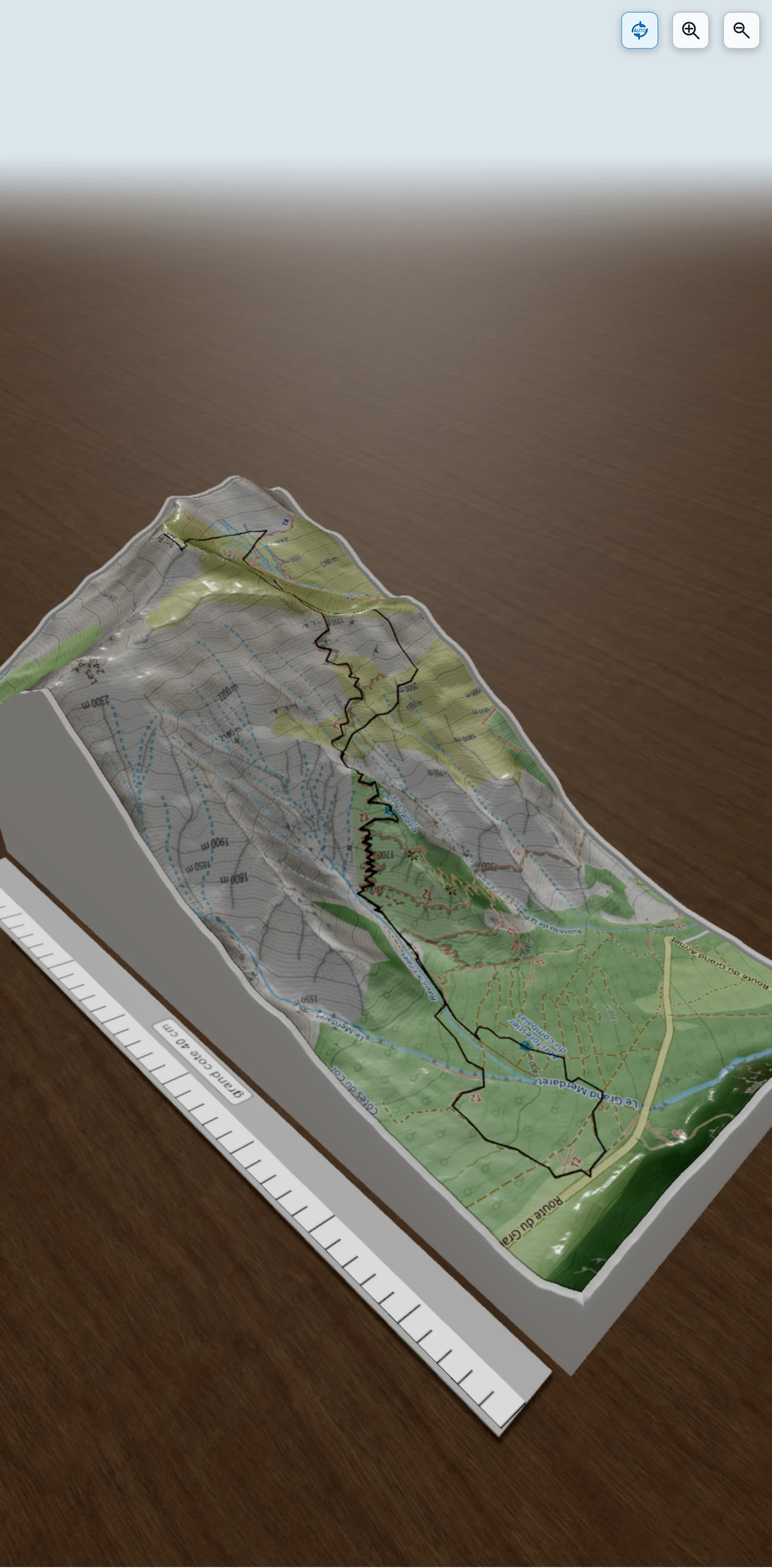 Carte en relief 3D de Petit Renaud par le Col d'Ornon, avec relief topographique