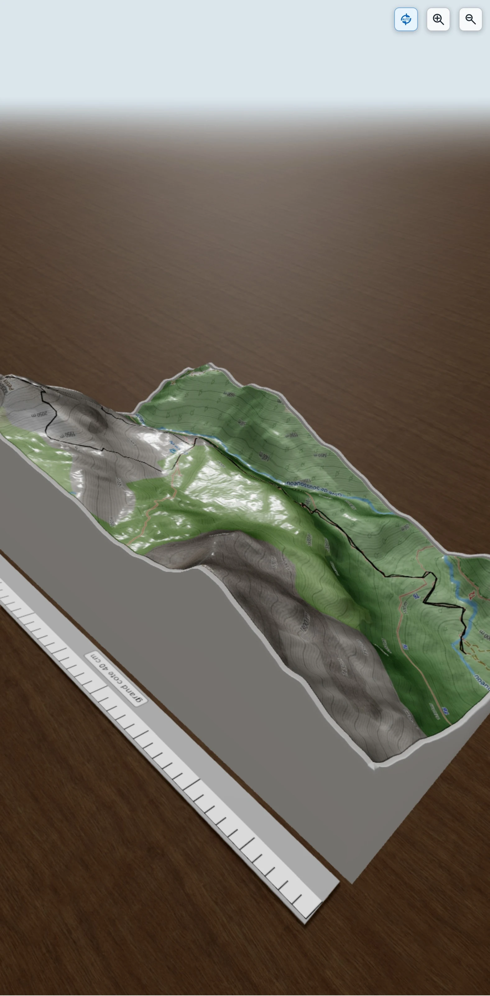 Carte en relief 3D de Petite Arcizette 2293 m, avec relief topographique