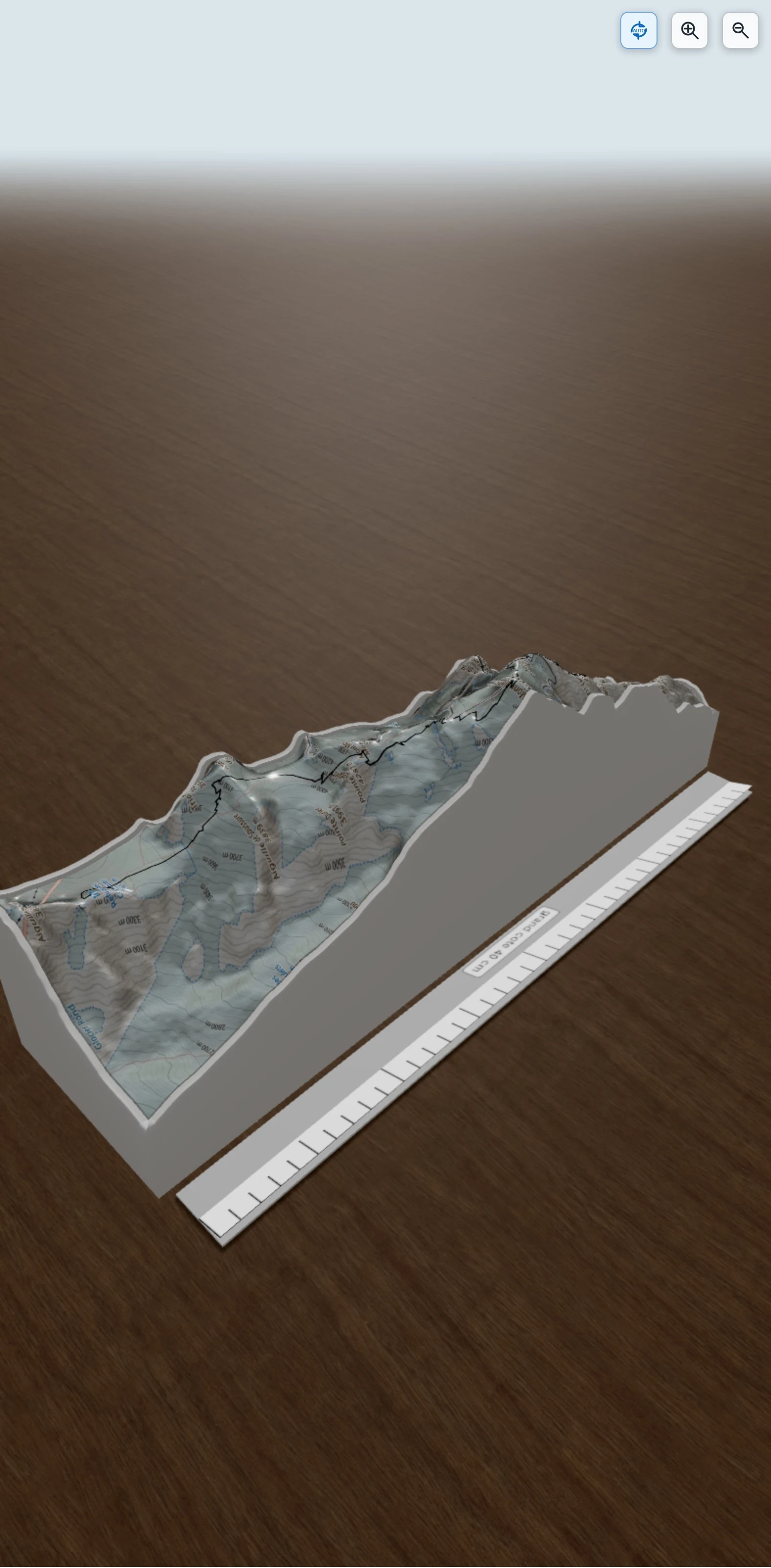 Carte en relief 3D de Peuterey - Brouillard, avec relief topographique