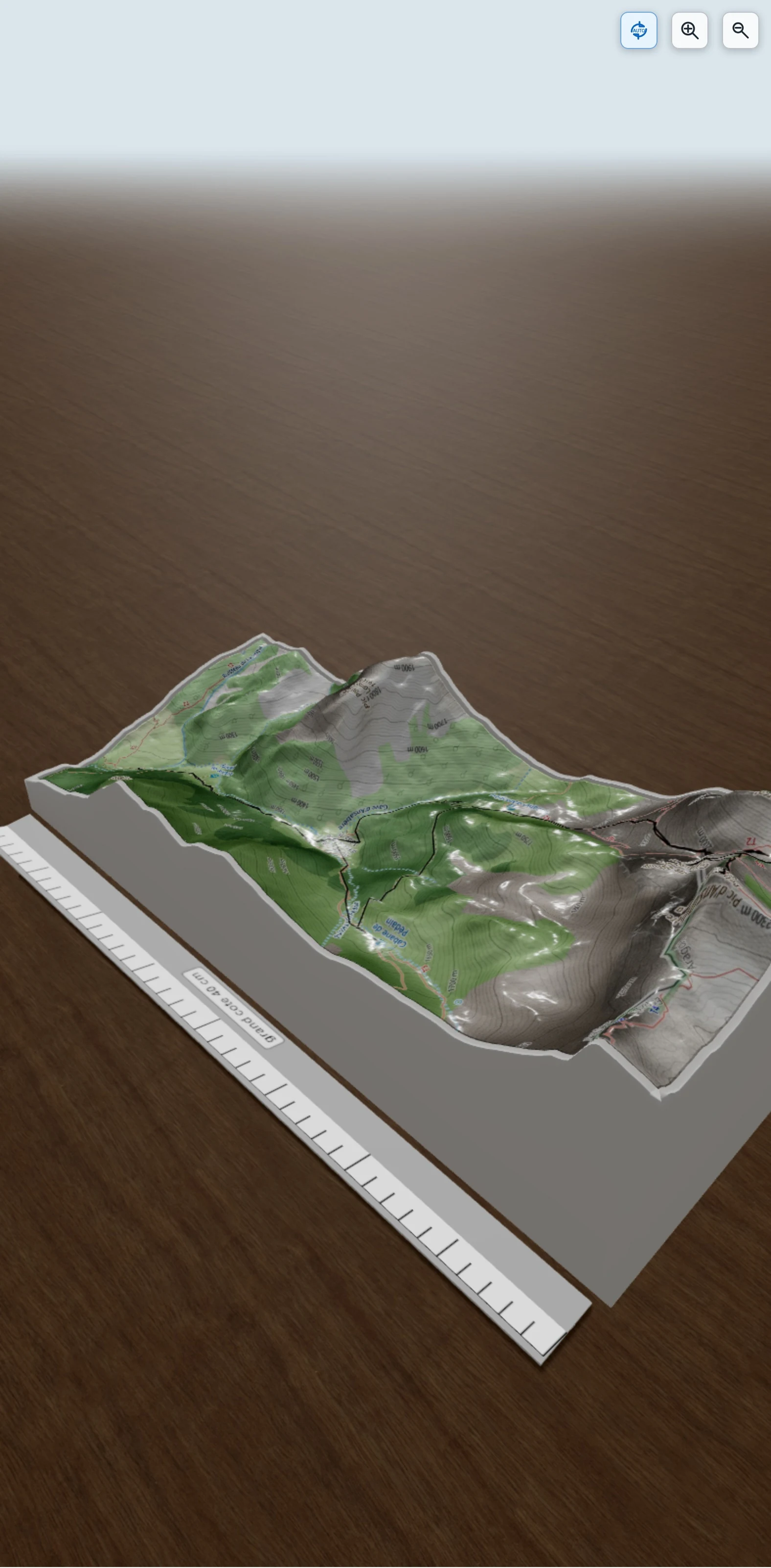 Carte en relief 3D de Pic d'Ansabère depuis le Pont Lamary, avec relief topographique