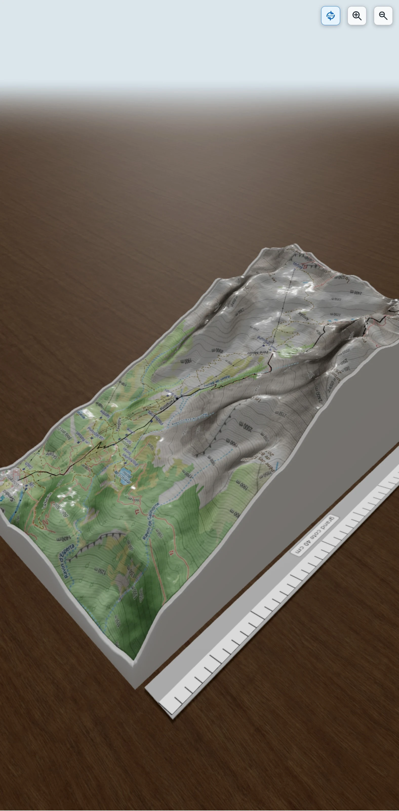 Carte en relief 3D de pic de Ger (monté ), avec relief topographique