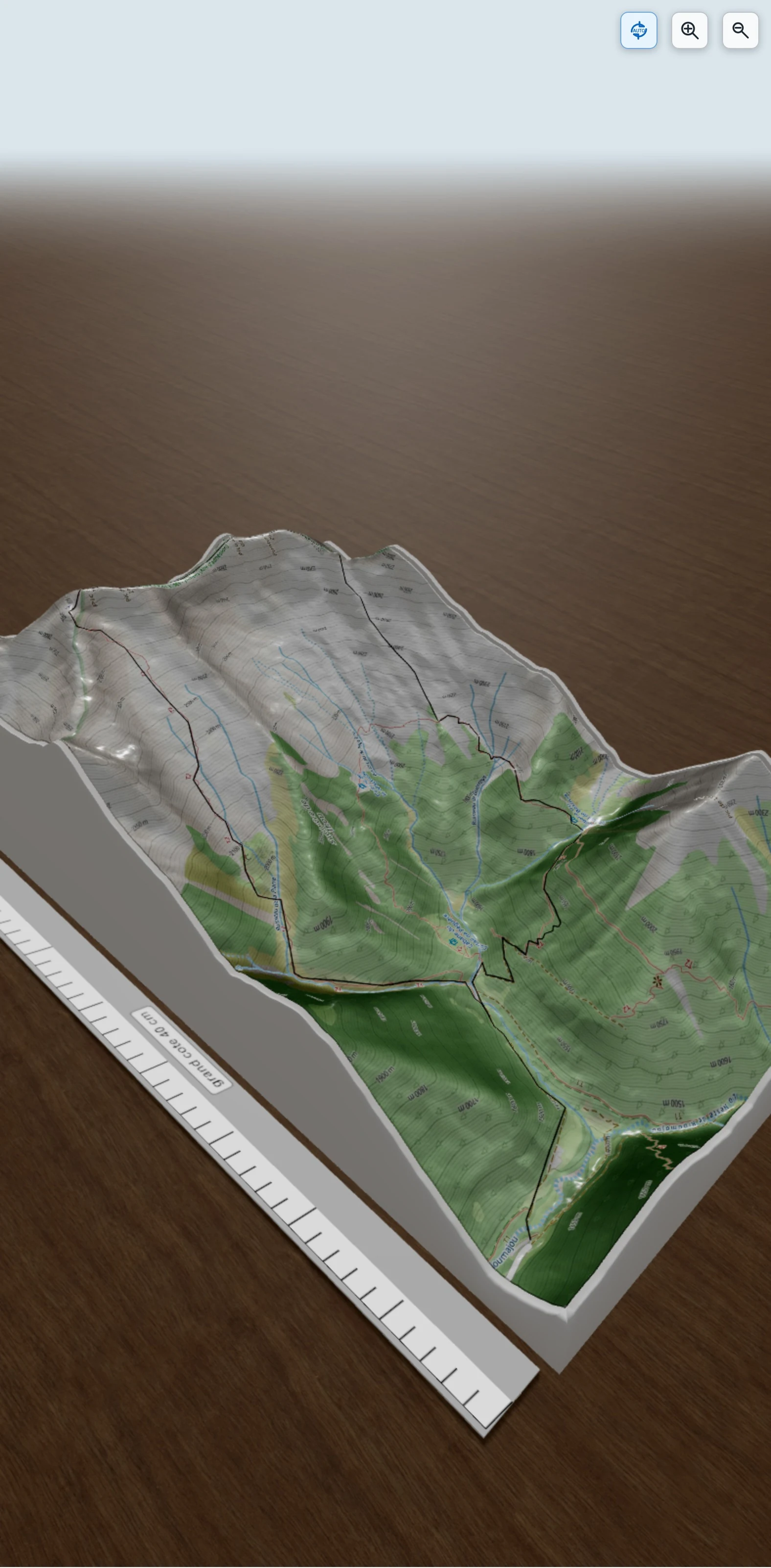Carte en relief 3D de Pic de Guerreys et pic de Lustou depuis Frédançon, avec relief topographique