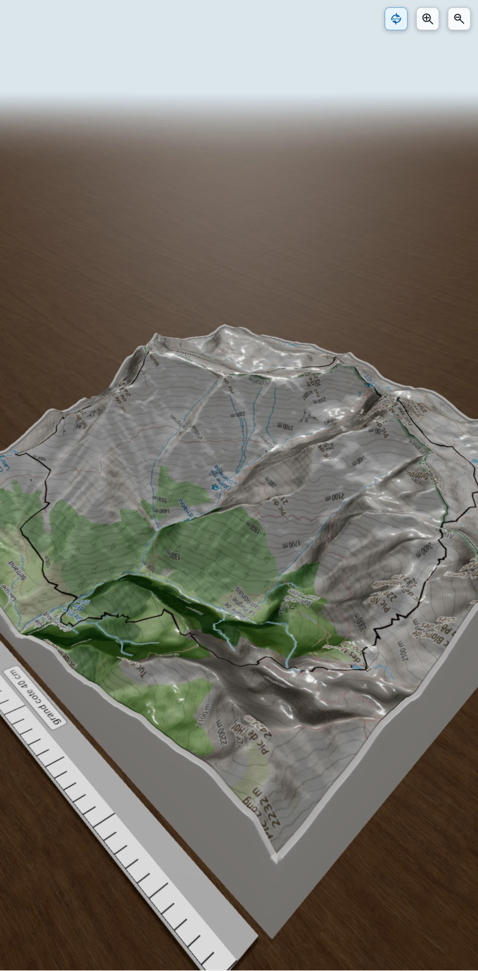 Carte en relief 3D de Pic de Maubermé (2880m), avec relief topographique