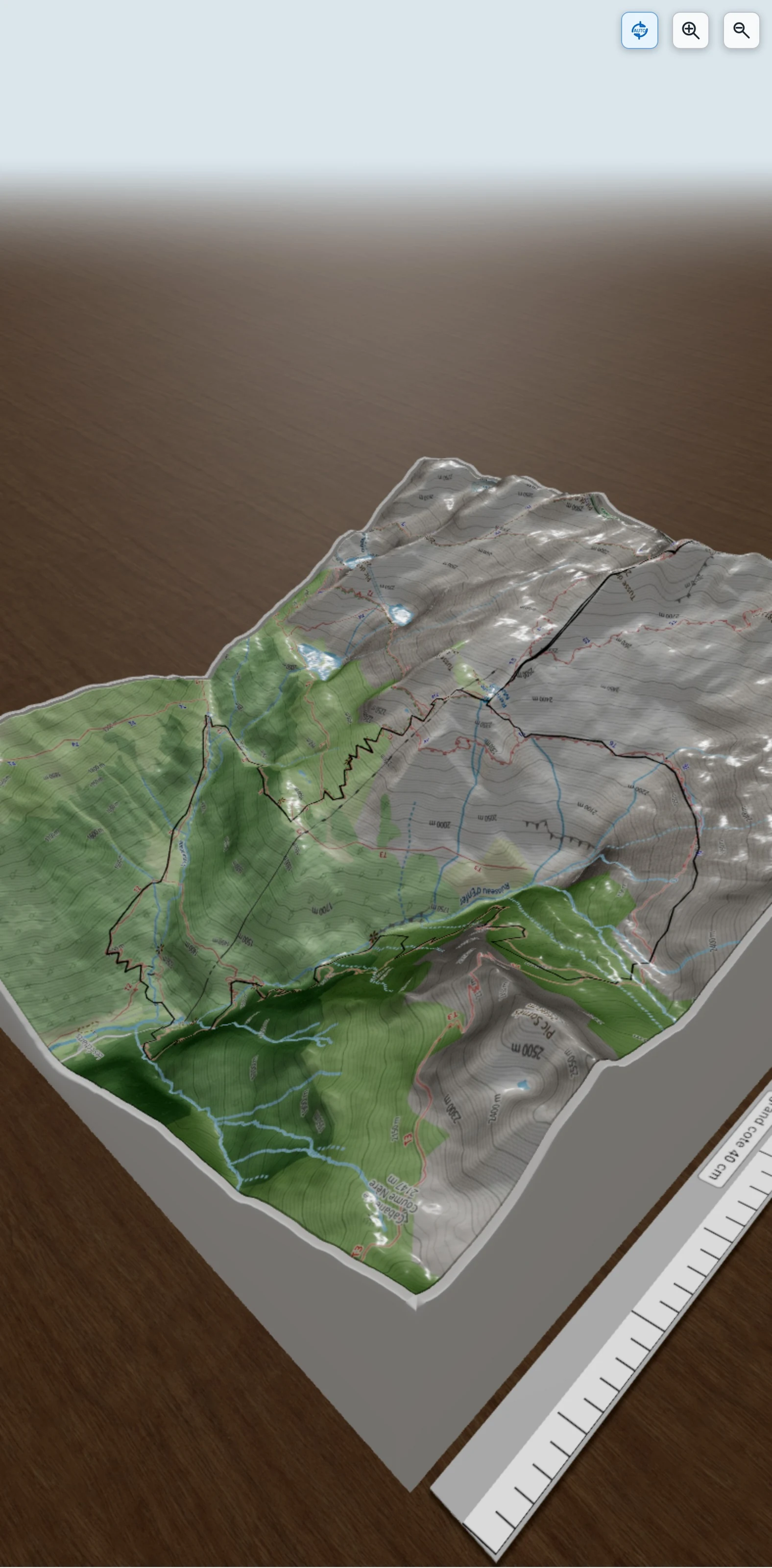 Carte en relief 3D de Pic de Maupas (3109m), avec relief topographique