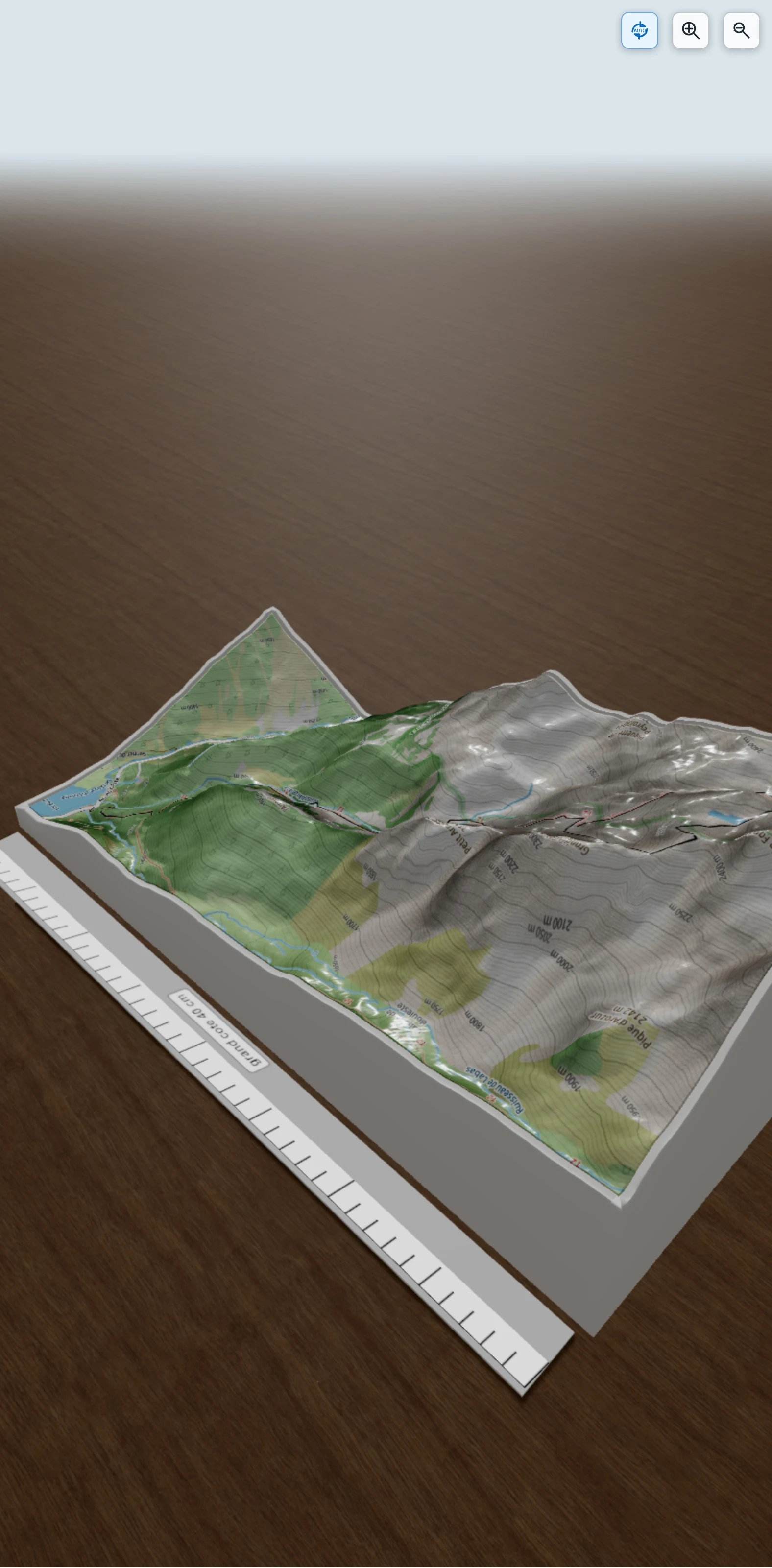 Carte en relief 3D de Pic de Mongès Et Pouey Laün projet 24/07/18, avec relief topographique