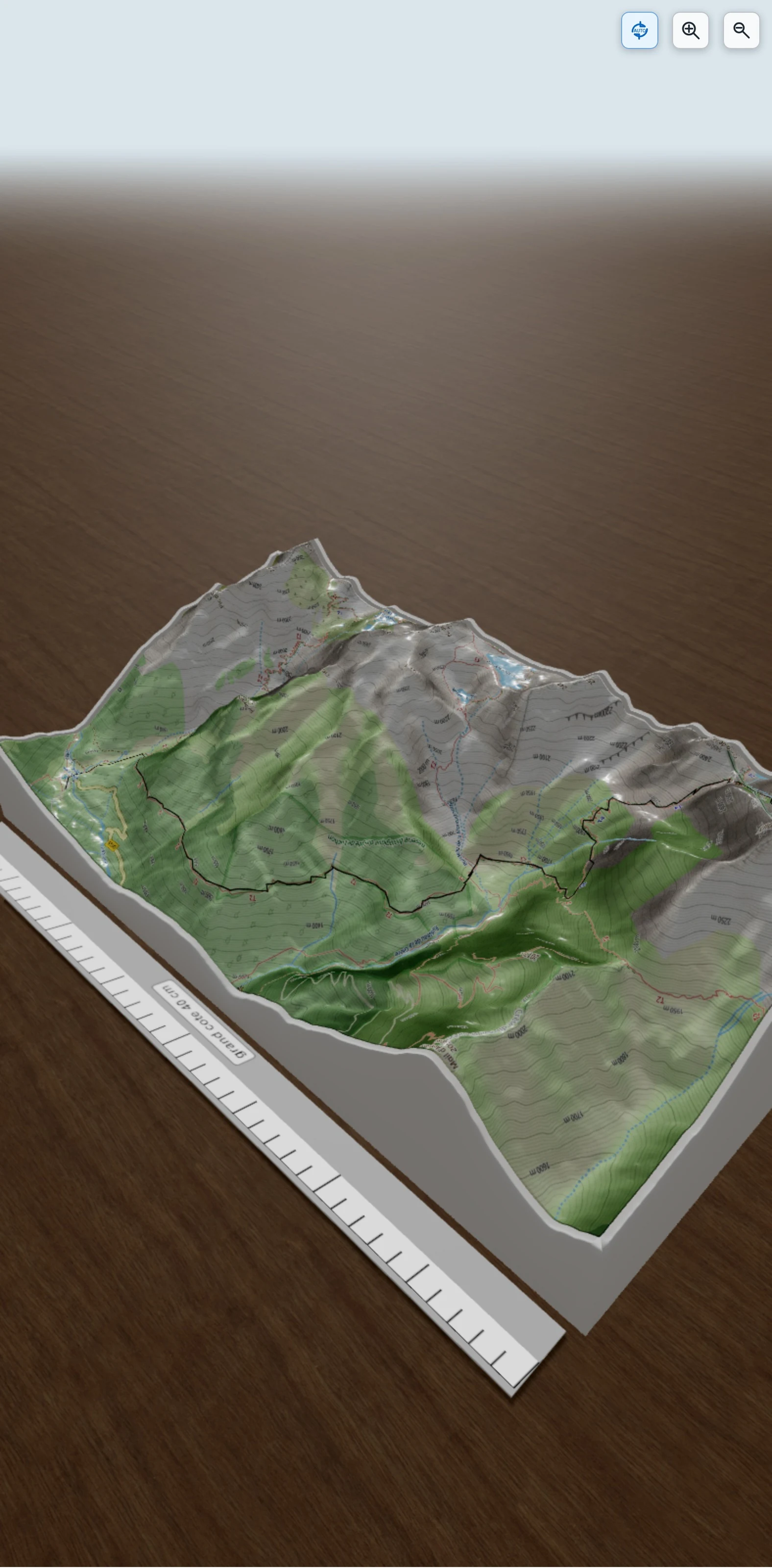 Carte en relief 3D de Pic de Sacroux depuis Hospice de France, avec relief topographique