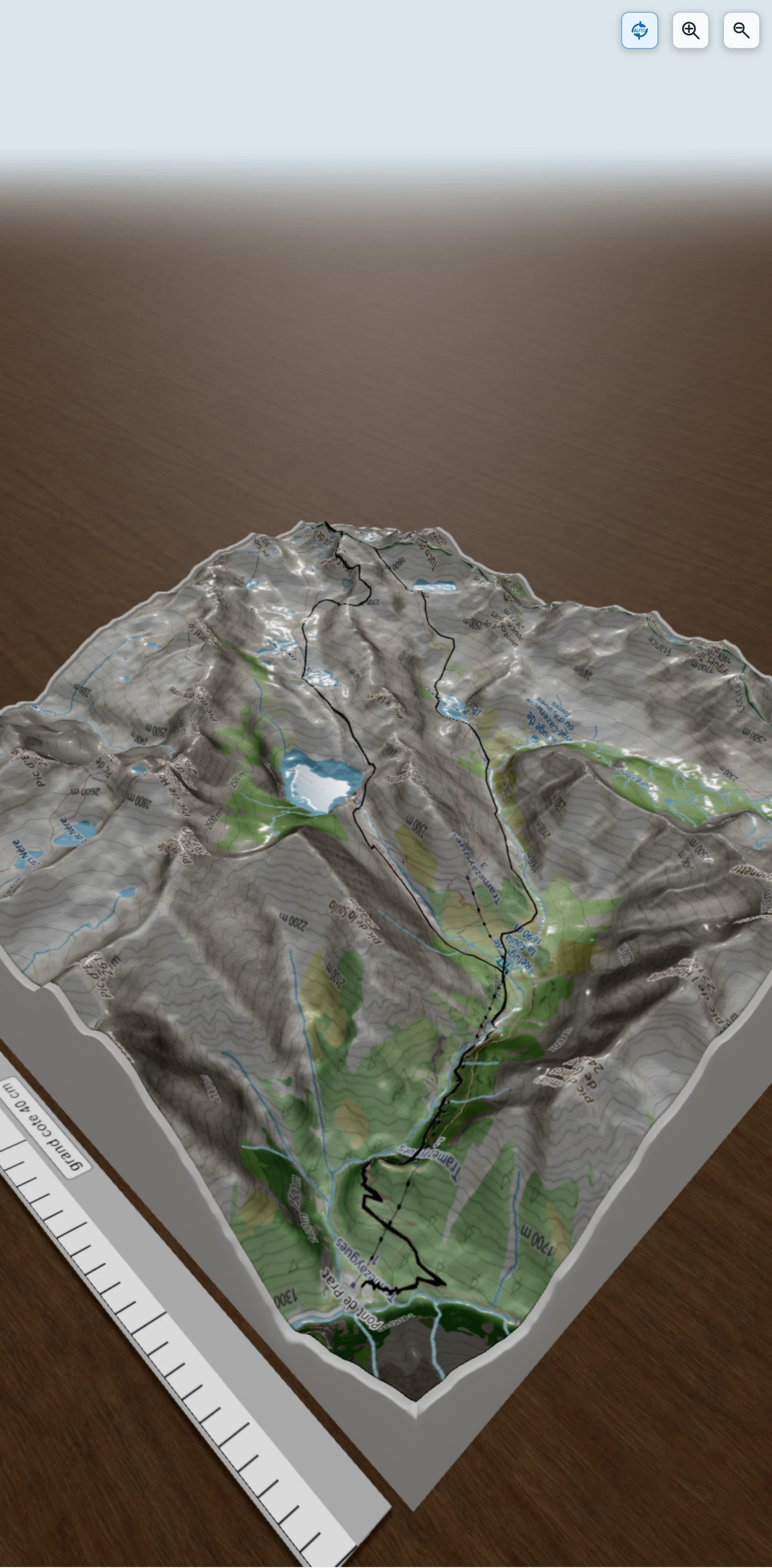Carte en relief 3D de Pic des Gourgs Blancs (3129m) - 02, avec relief topographique