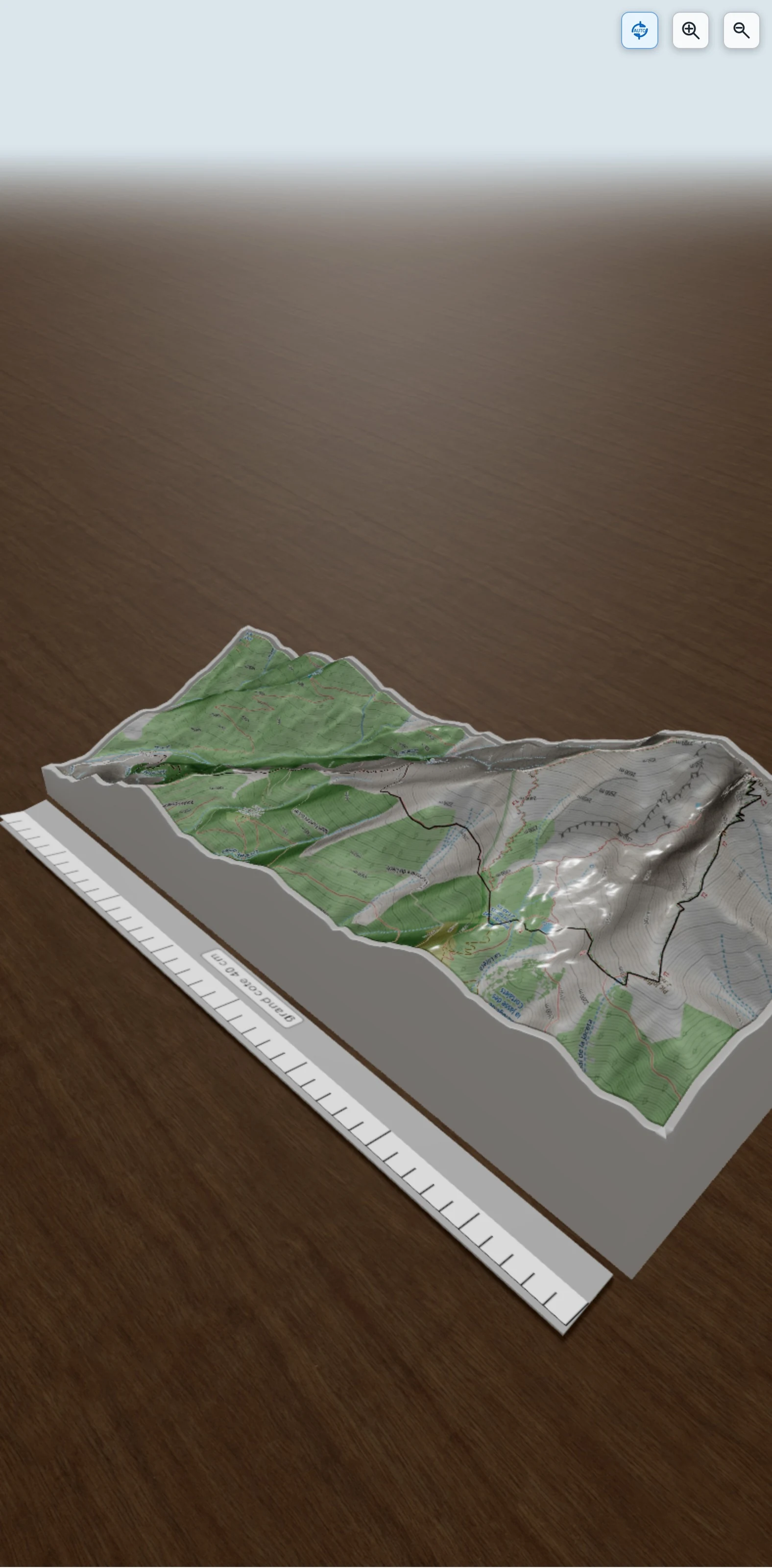 Carte en relief 3D de PIC DU CANIGOU Depuis Los Masos, avec relief topographique