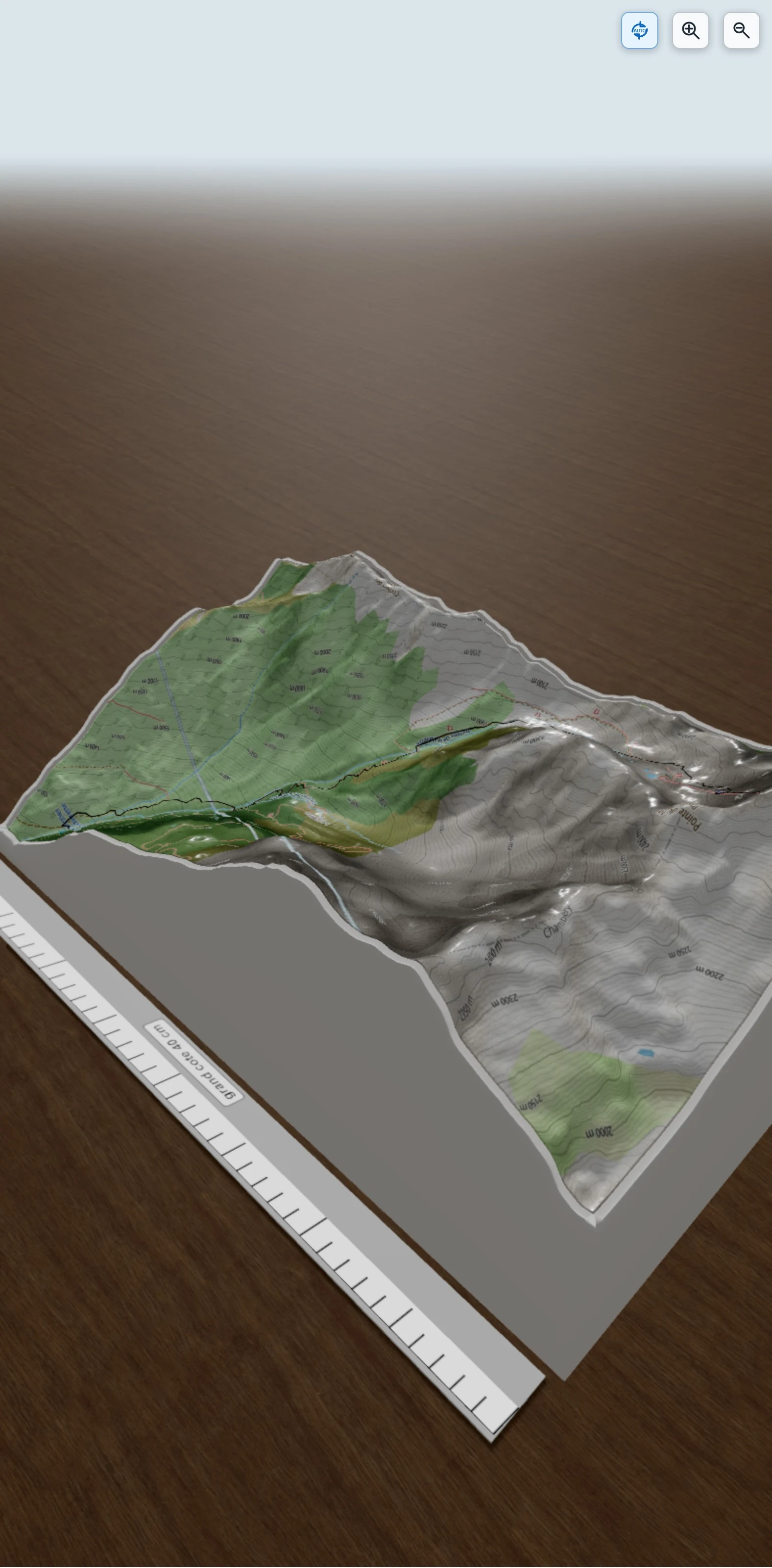 Carte en relief 3D de Pic du Frêne par l\'arête N, avec relief topographique