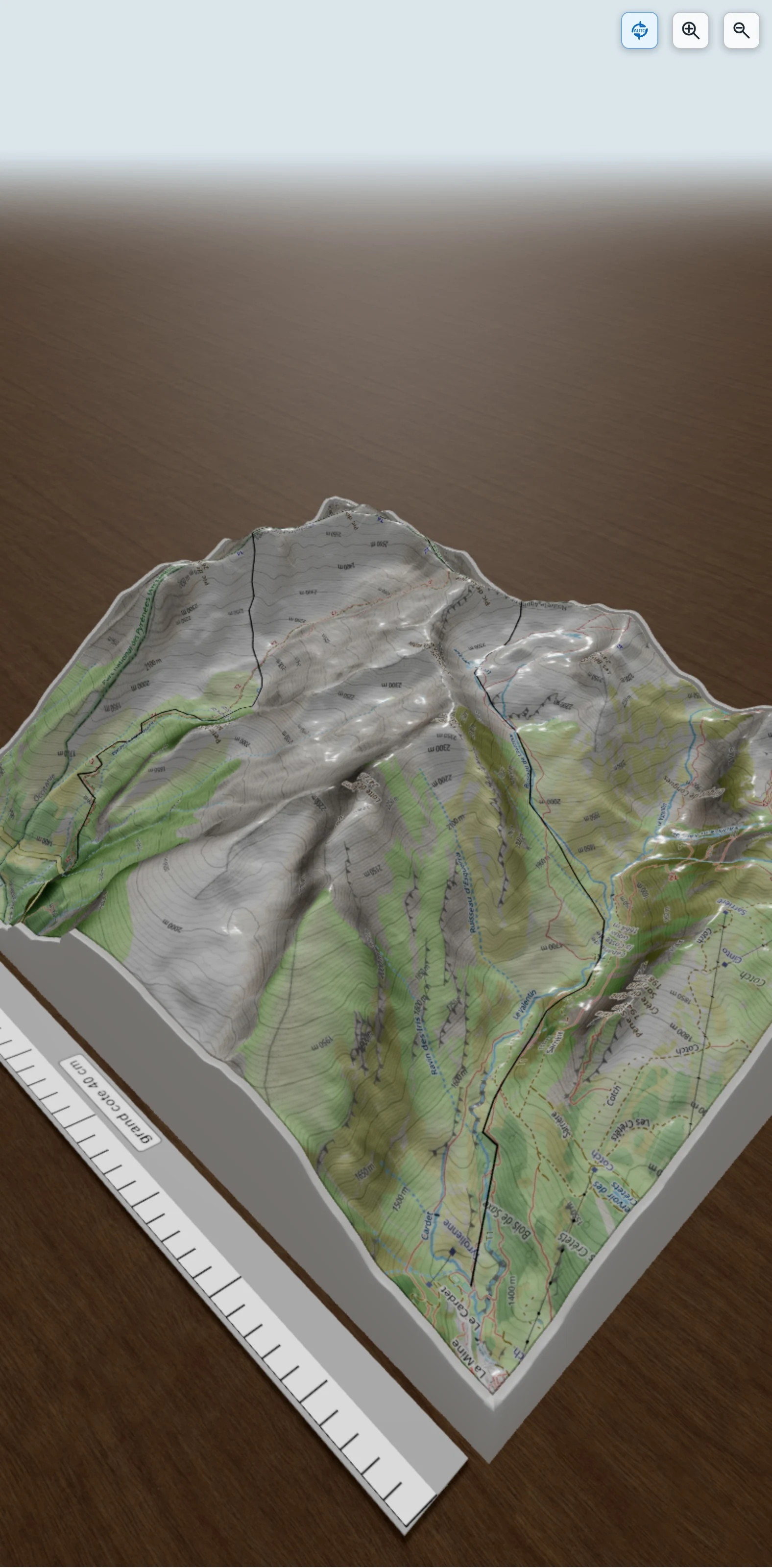 Carte en relief 3D de Pic du Gabizos - Litor Gourette, avec relief topographique