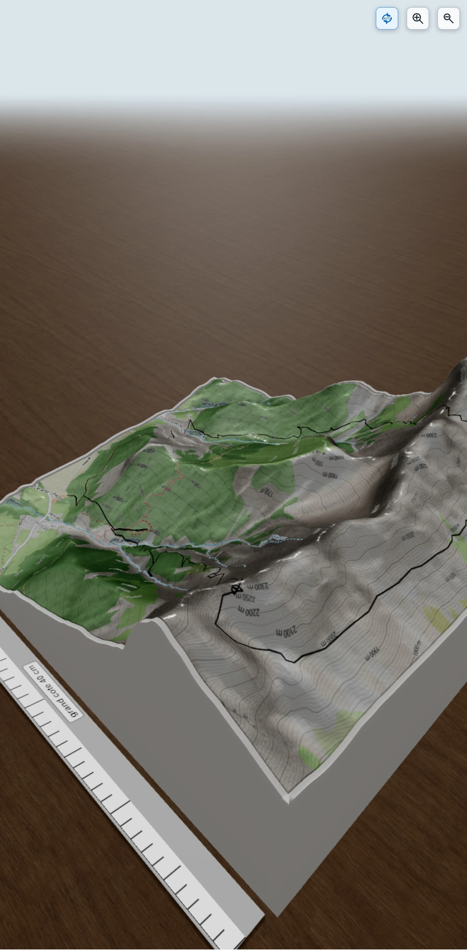 Carte en relief 3D de pic pierroux, avec relief topographique