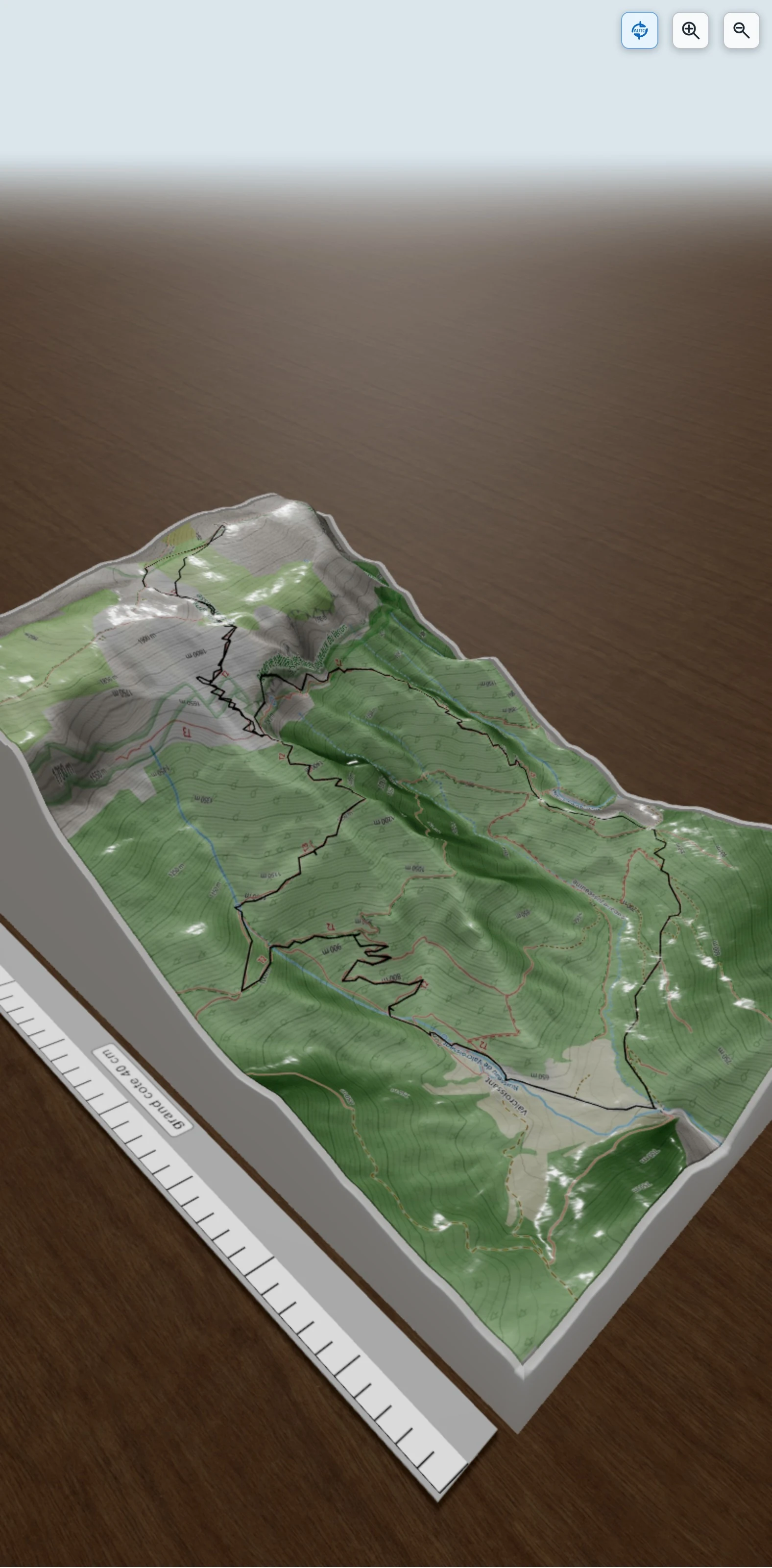 Carte en relief 3D de Pié Ferré, montagne de Glandasse, avec relief topographique